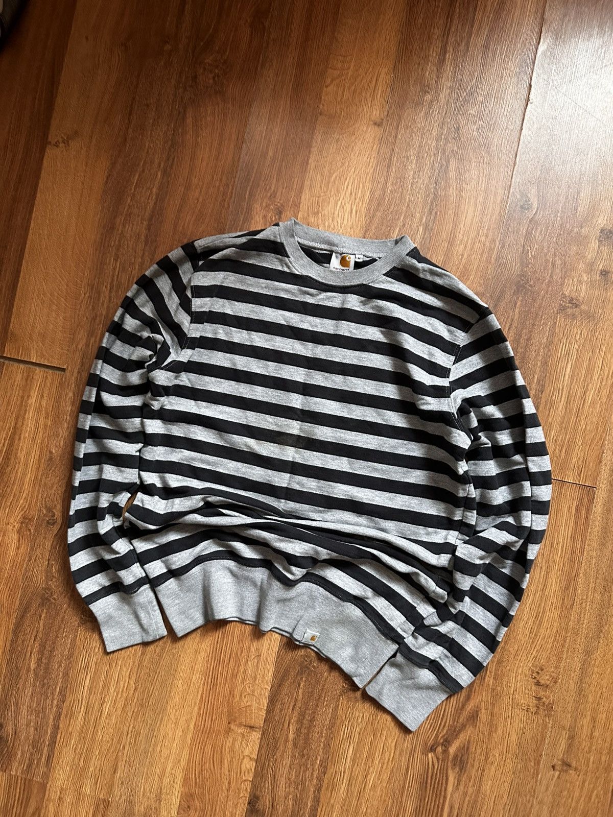 Carhartt Vintage Carhartt WIP Striped Sweatshirt Grey Black Size M Size US M / EU 48-50 / 2 - 2 Thumbnail