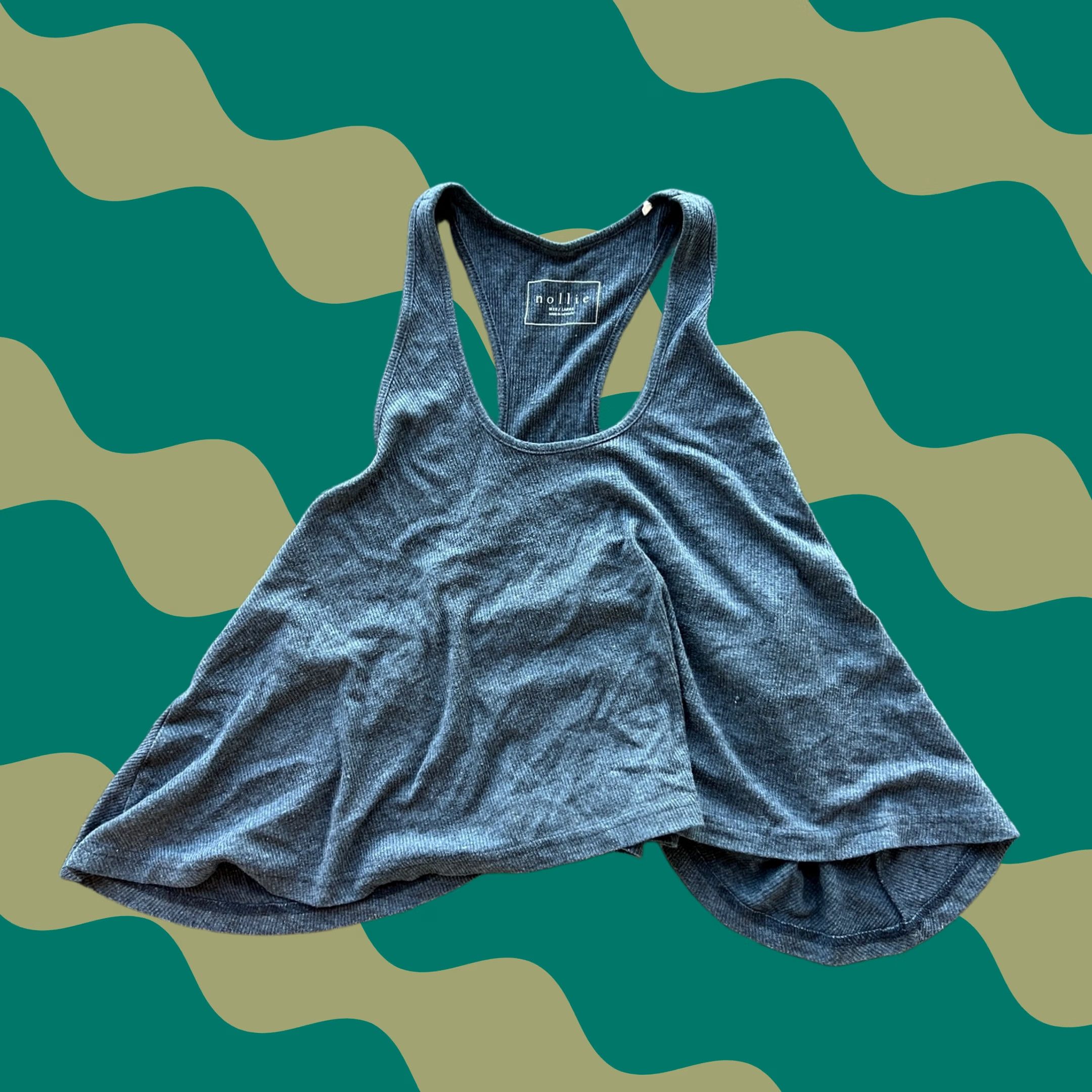 Vintage VINTAGE Pacsun Nollie Grey Raceback Low Side Ribbed Knit Tank Top L Women/Tank Size L / US 10 / IT 46 - 1 Thumbnail