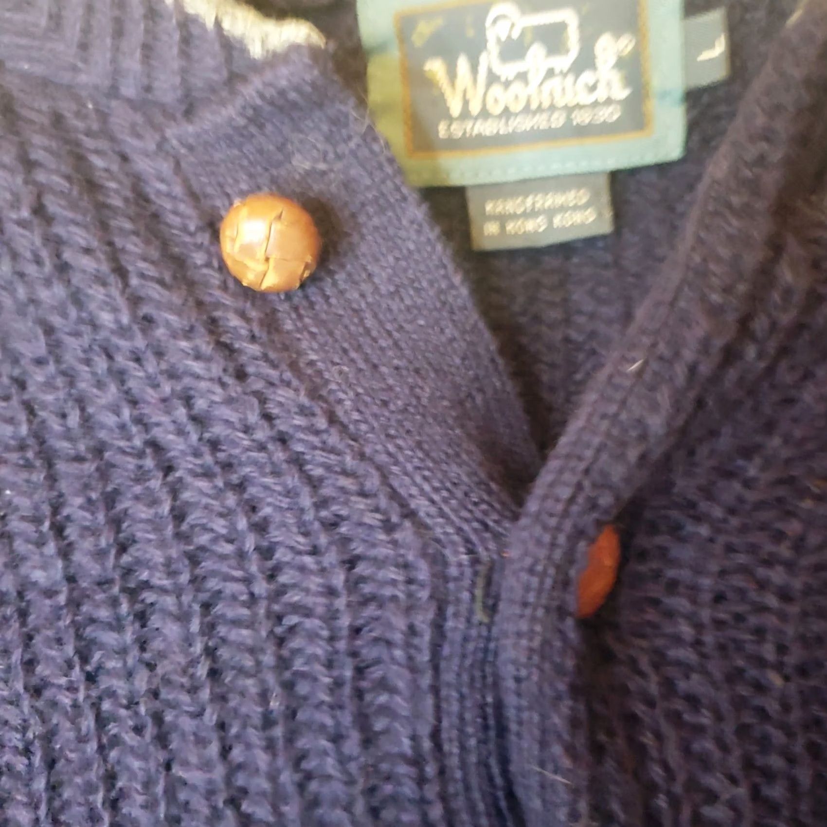 Vintage Woolrich Sweater Wool Men's L Henley Collar Leather Button Long Sleeve Blue Fall Winter Size US L / EU 52-54 / 3 - 5 Thumbnail