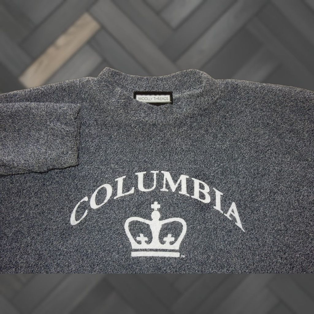 Vintage MENS WOOLLY THREADS PULLOVER SWEATER USA MADE XL GRAY COLUMBIA UNIVERSITY Size US XL / EU 56 / 4 - 1 Thumbnail