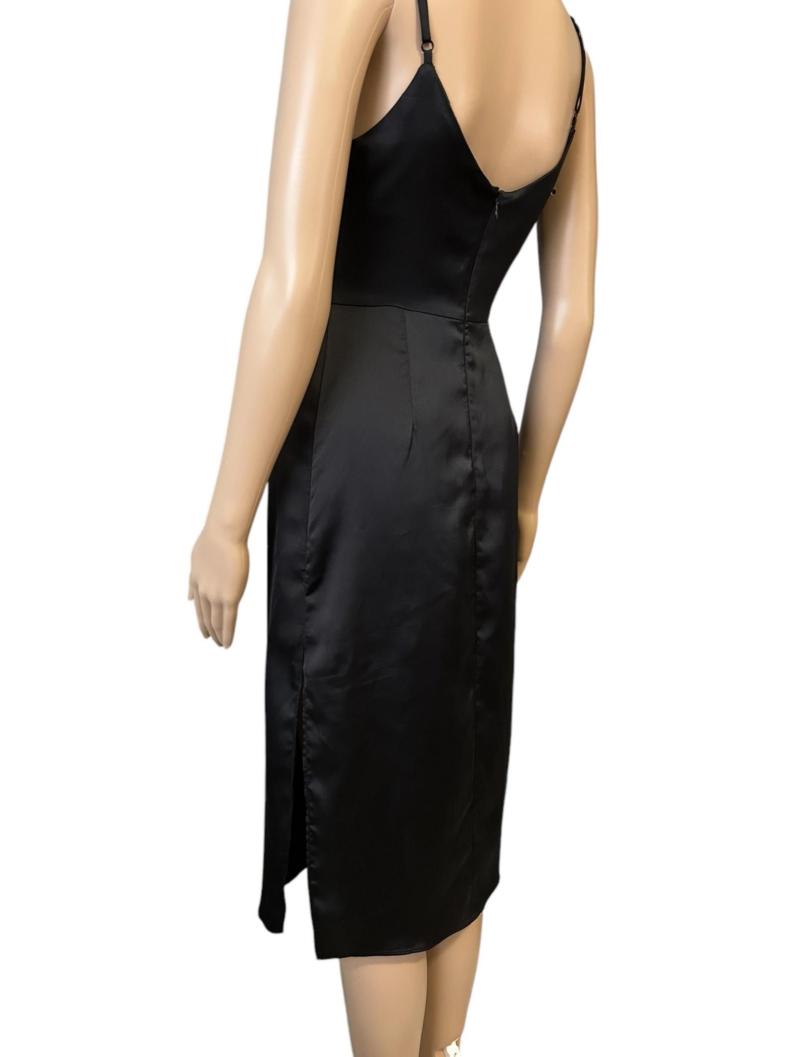 Noah Elegant Black Satin Midi Dress - Perfect for Any Occasion Size S / US 4 / IT 40 - 2 Thumbnail