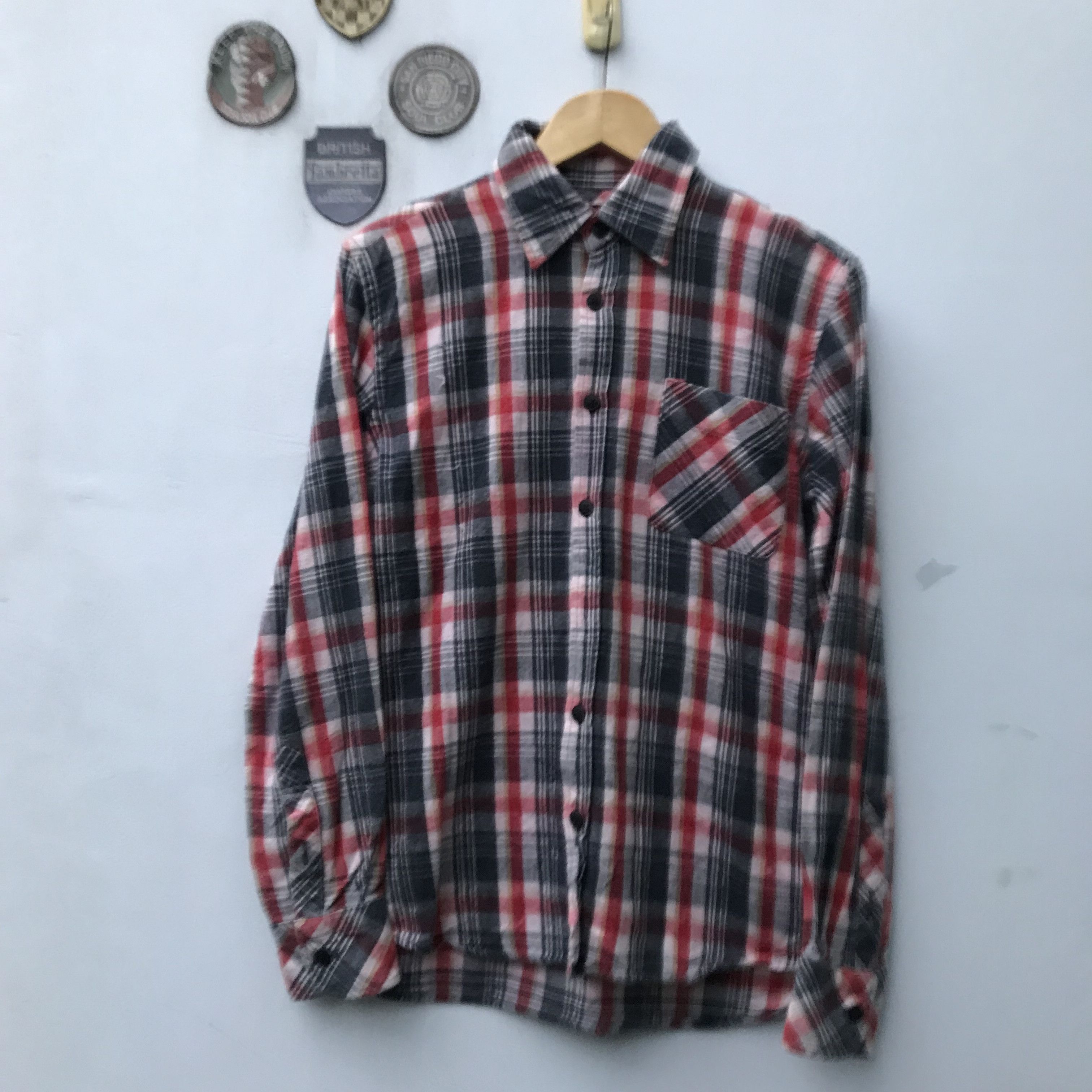Beams Japan × Vintage Vintage Beams Heart Plaid Tartan Flannel Made in japan Size US S / EU 44-46 / 1 - 11 Thumbnail