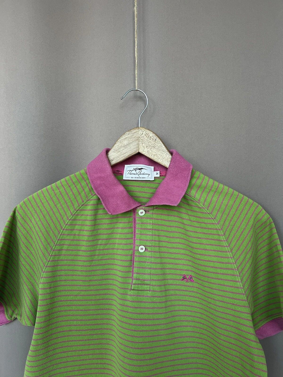 Burberry Thomas Burberry Striped Polo Shirt Mens Size M Short Sleeve Size US M / EU 48-50 / 2 - 2 Thumbnail
