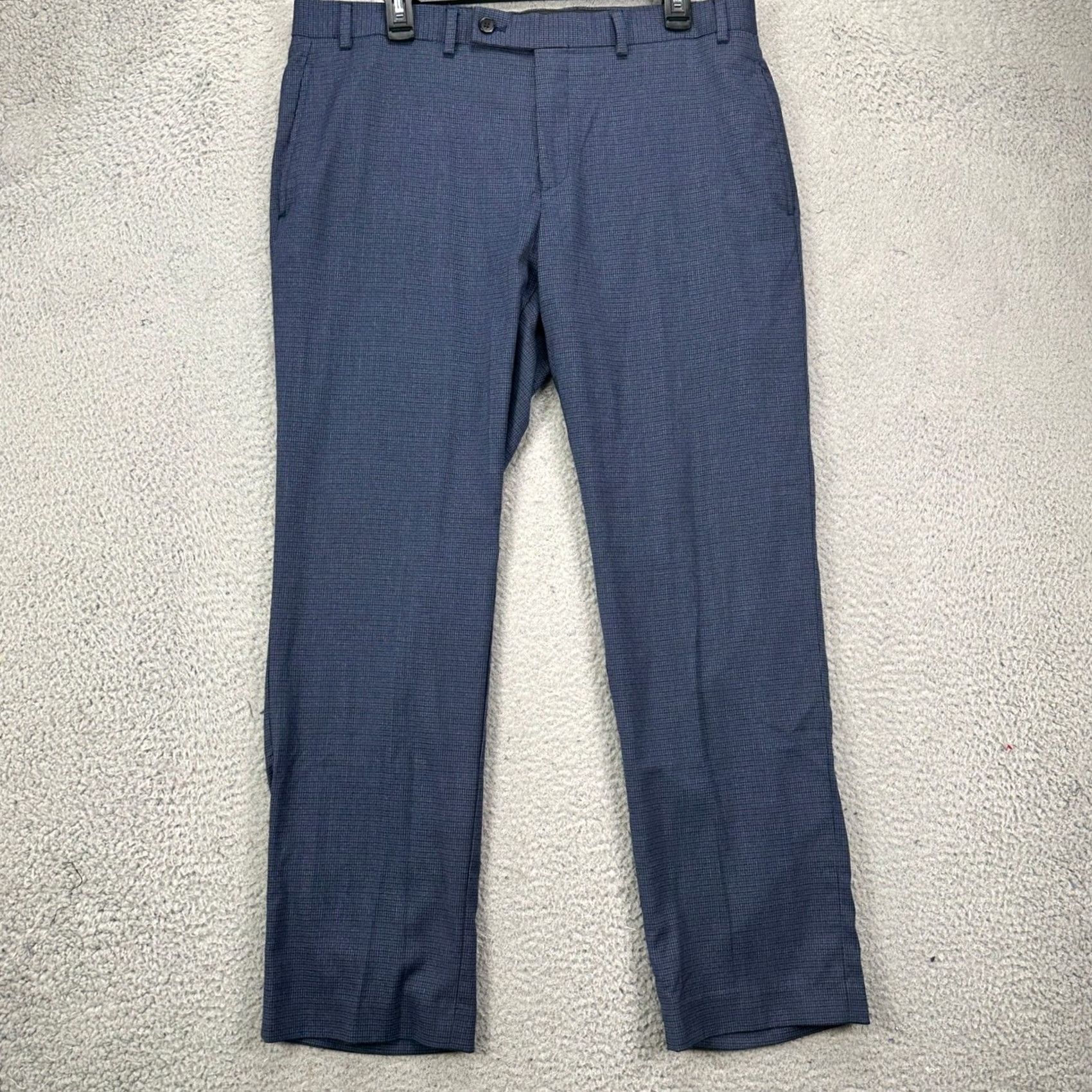 Ralph Lauren Lauren Ralph Lauren Dress Pants Mens 36X29 Blue Flat Front Houndstooth Stretch Pants Flat Front Classic Dress Pants Men Blues Size US 36 / EU 52 - 2 Thumbnail