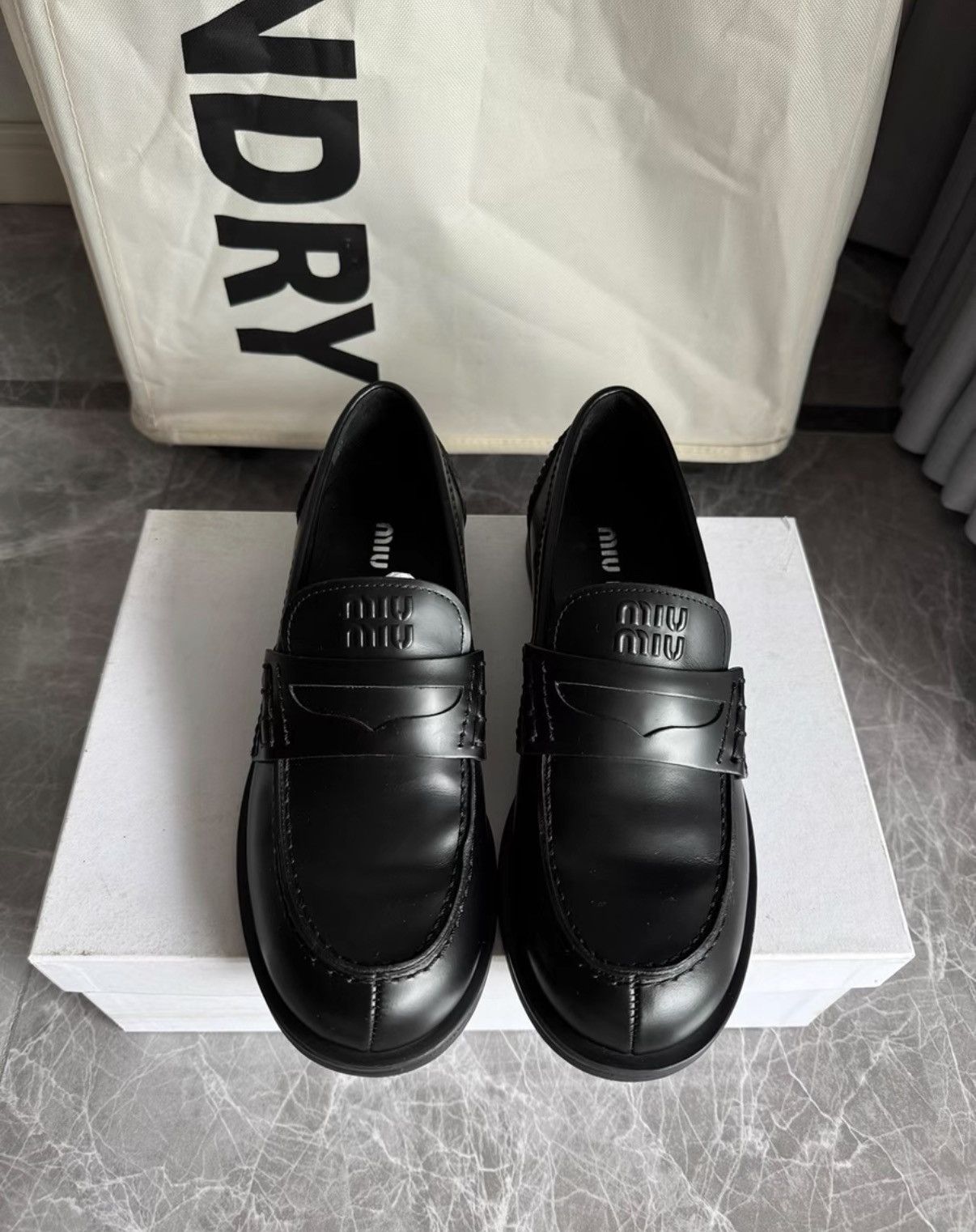 Miu Miu Miu Miu Classic Black Round Toe Loafers K6 Size US 6.5 / IT 36.5 - 2 Thumbnail