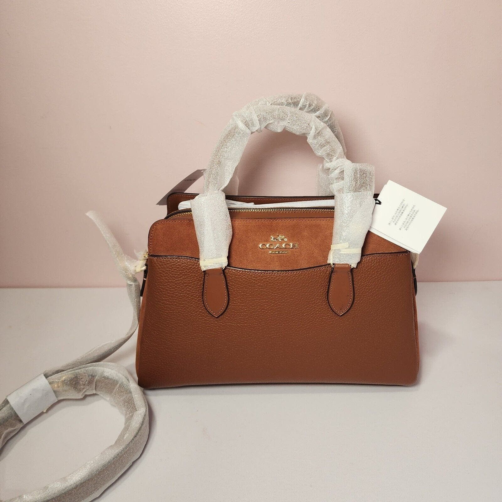 image of NWT Coach Cm100 Darcie Carryall Mix Redwood Suede in Brown, Women's