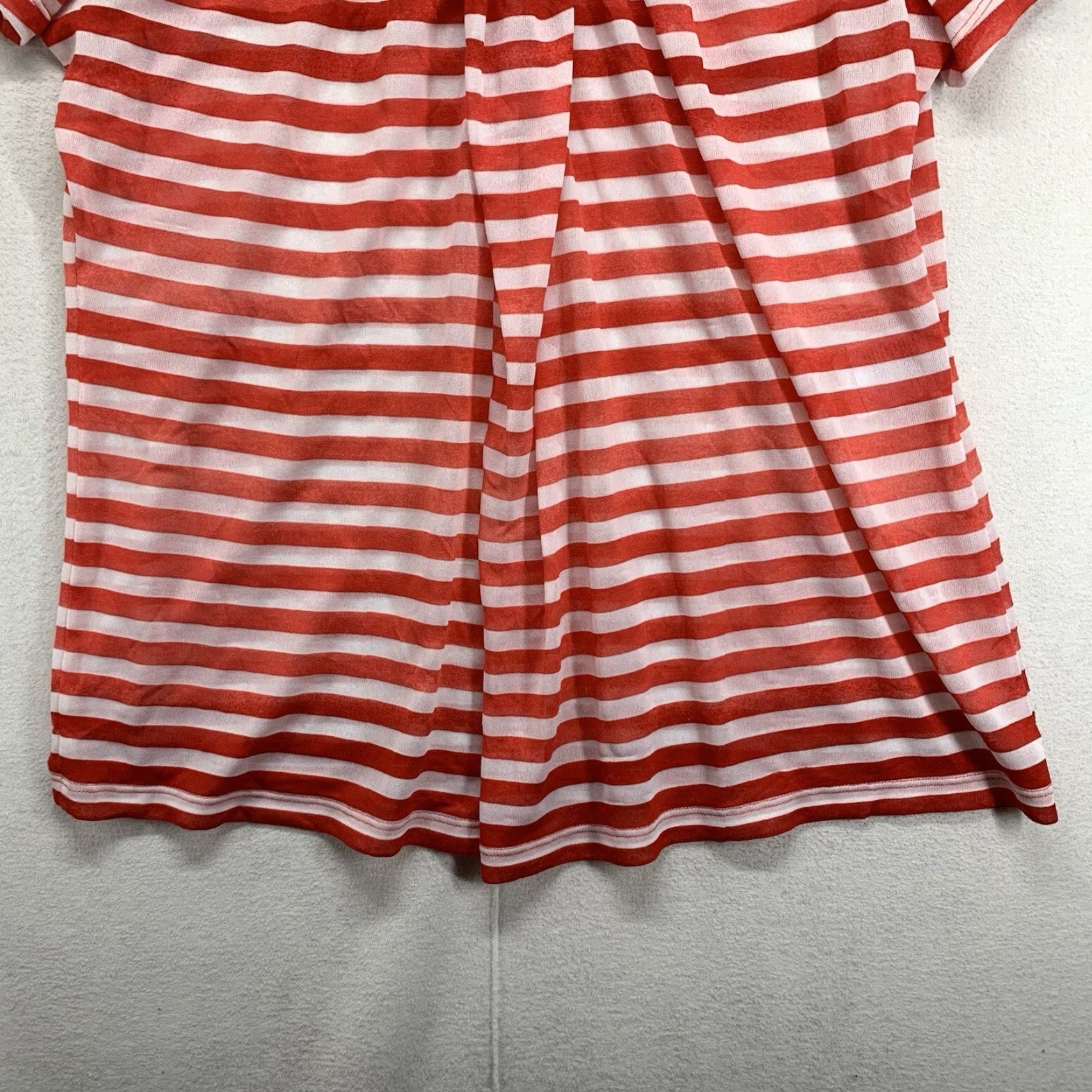 Vintage VINTAGE Basler Blouse Shirt Women L Red & White Striped Sheer Ruffle V-Neck Short Sleeve Lightweight Breathable 90s Art City Casual Womens Size L / US 10 / IT 46 - 7 Thumbnail