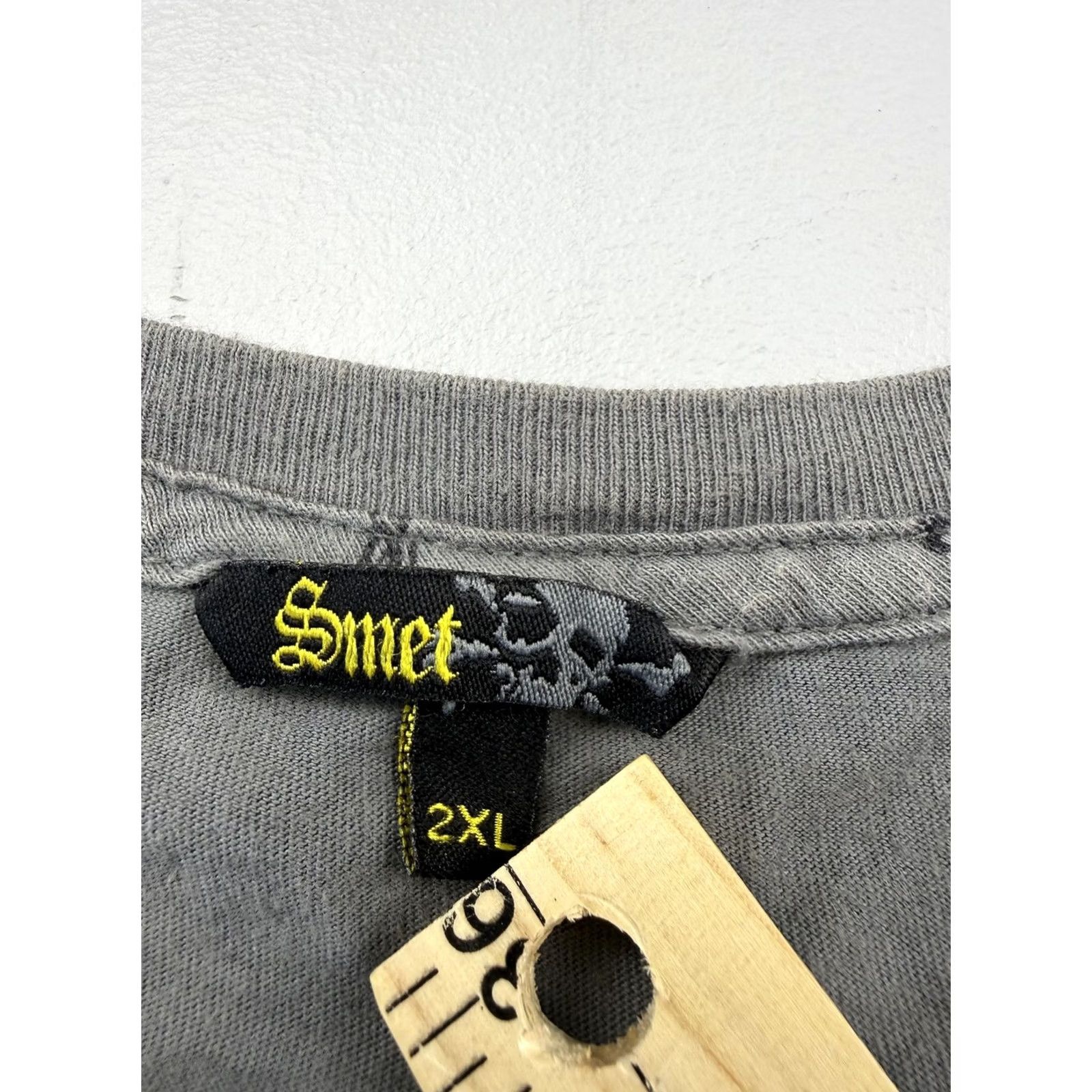 Vintage Smet Shirt Mens 2XL Gray Skull Rhinestone Graphic Tee Biker Blood For Blood USA Shirt Size US XXL / EU 58 / 5 - 3 Thumbnail