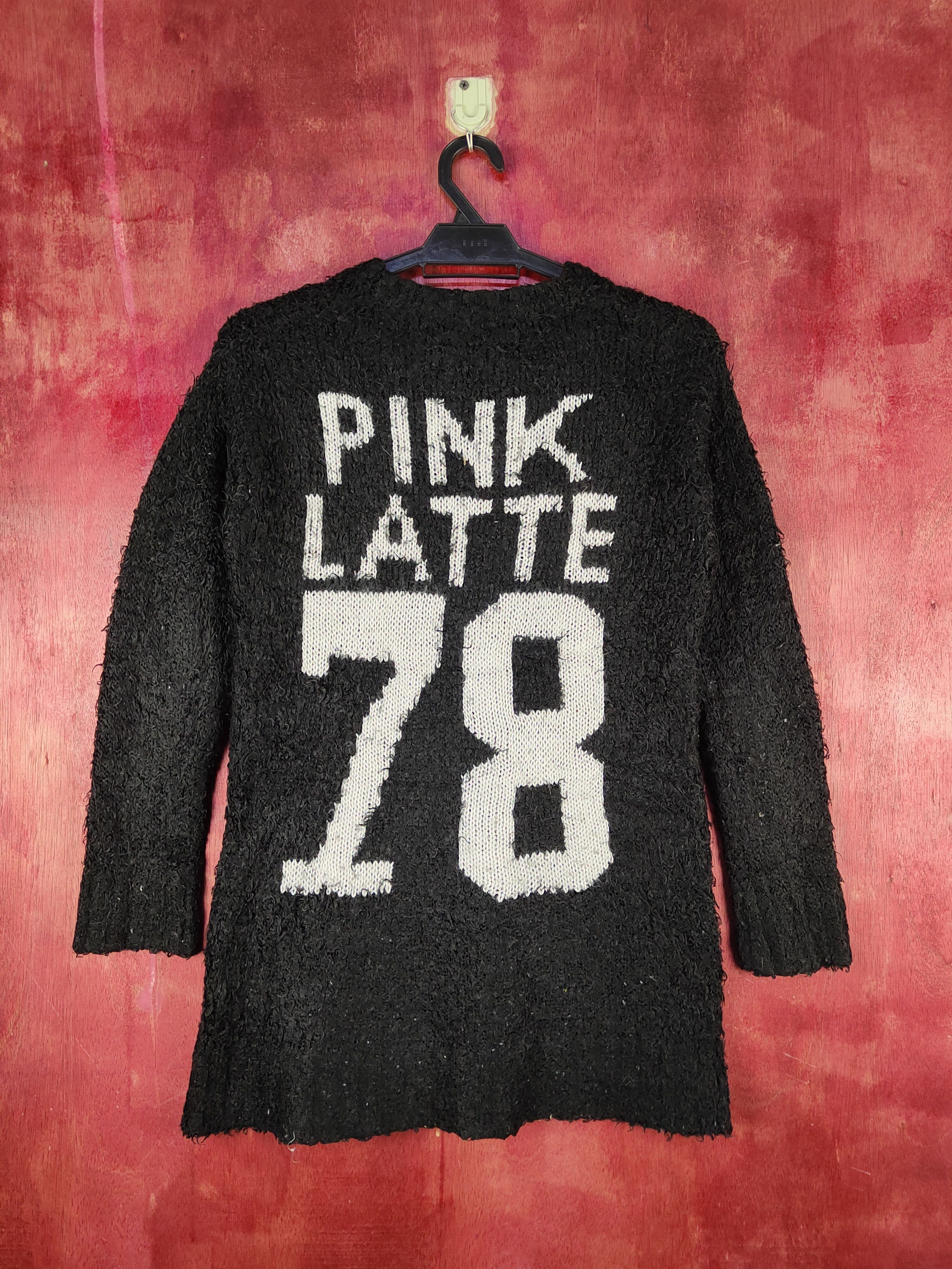 Homespun Knitwear Pink Latte Black Fur shaggy Mohair Knitwear #S2280 Size XS / US 0-2 / IT 36-38 - 8 Thumbnail