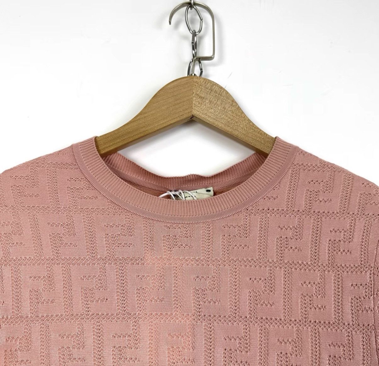 Fendi Fendi Pink Double F Embossed Logo Knit Short Sleeve K12 Size XS / US 0-2 / IT 36-38 - 3 Thumbnail