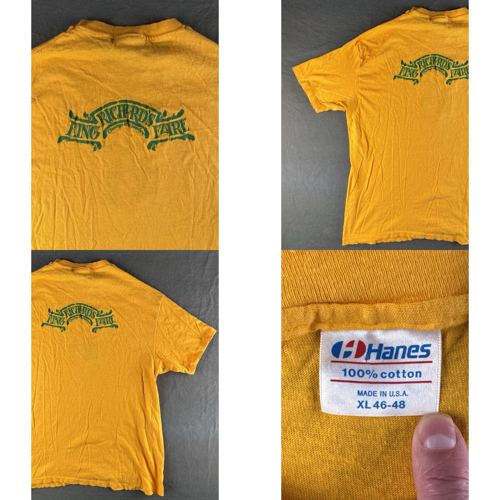 Hanes VINTAGE King Richard’s Faire T Shirt USA Renaissance Festival XL Yellow 80s Mens Size US XL / EU 56 / 4 - 8 Thumbnail