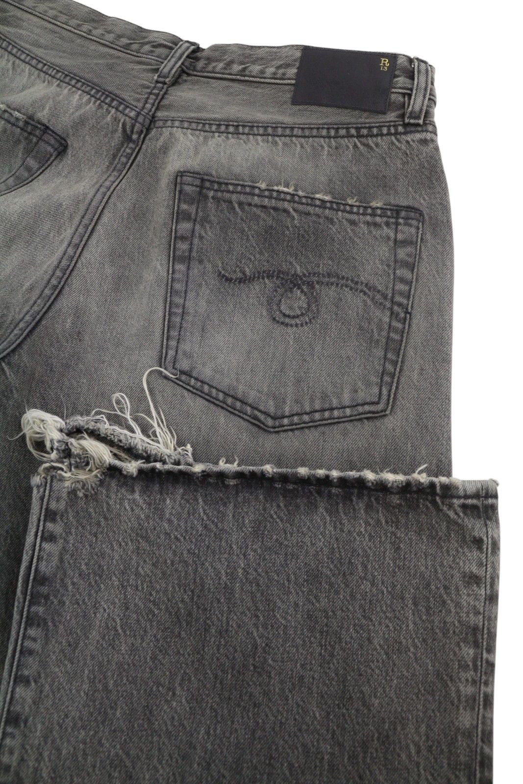 R13 D'ARCY LOOSE 27 Leyton Black Distress PF26 Jeans 88927 Size 27" / US 4 / IT 40 - 5 Thumbnail