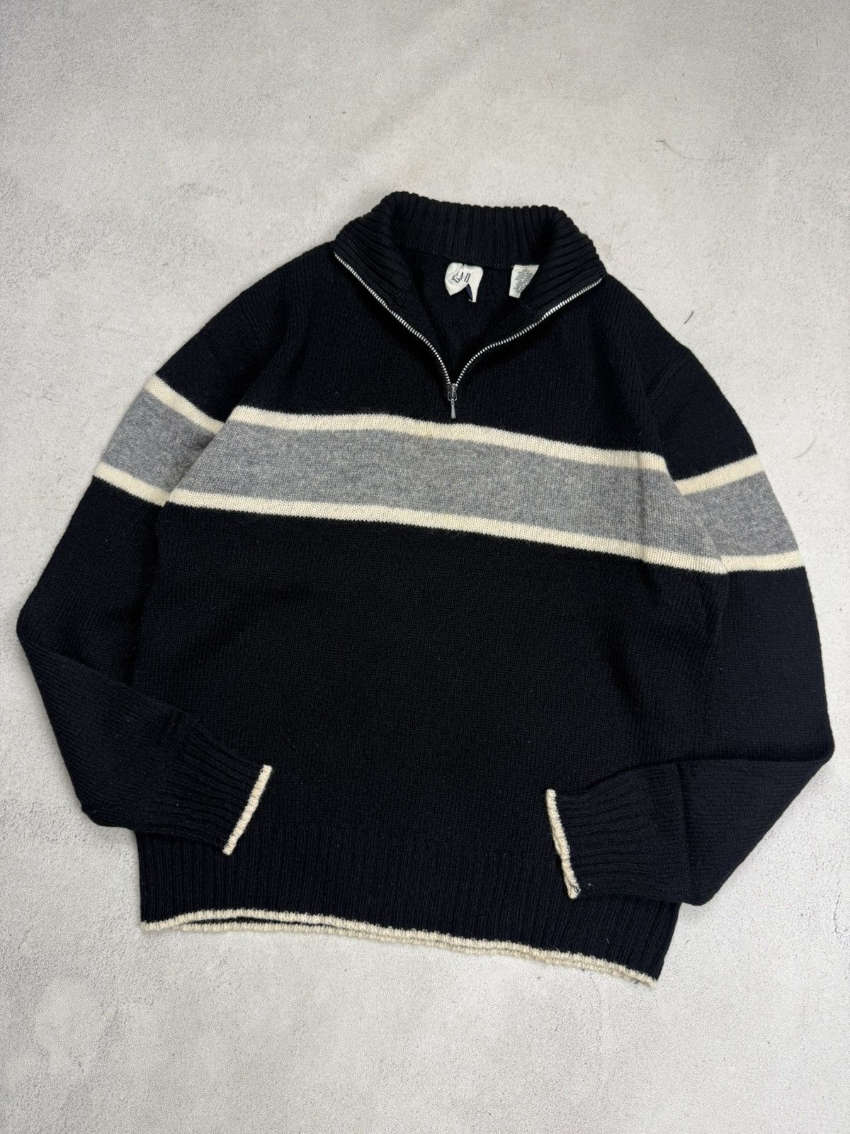 Gap Vintage GAP Wool Knit Half Zip Sweater Cardigan Size US L / EU 52-54 / 3 - 1 Thumbnail