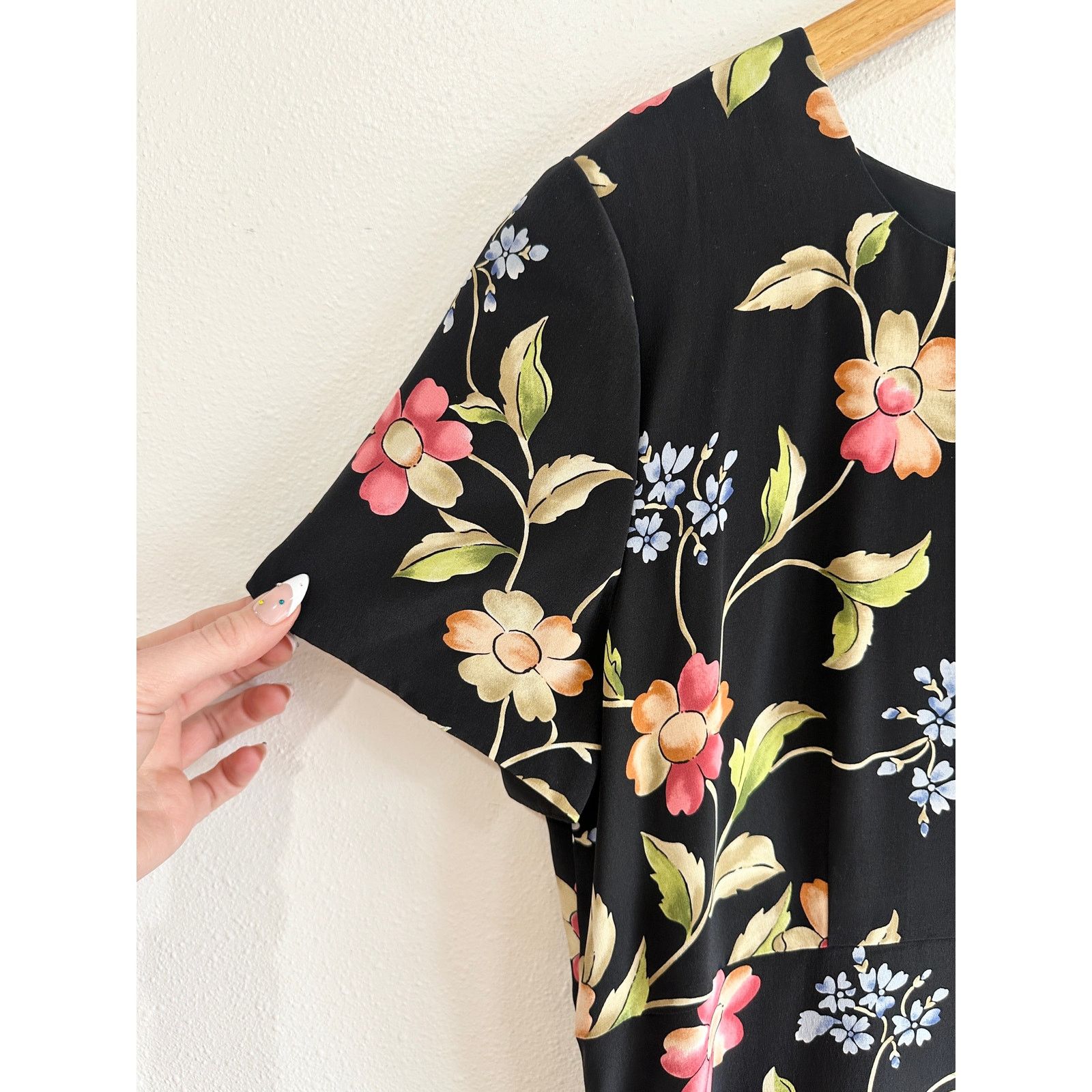 Vintage Late 90’s Whimsigoth Floral Silk Maxi Dress 14 Size XL / US 12-14 / IT 48-50 - 12 Thumbnail