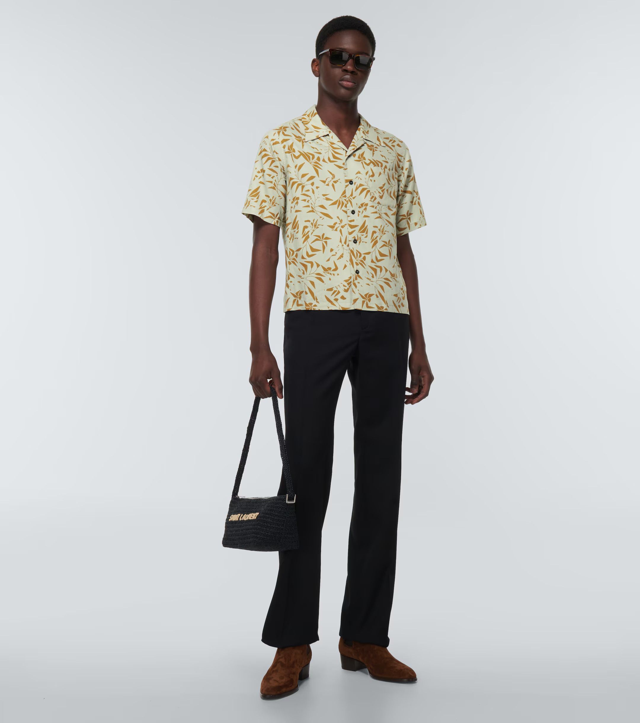 Saint Laurent Paris Saint Laurent Palm Tree Print Short-Sleeve Shirt Size US XL / EU 56 / 4 - 4 Thumbnail