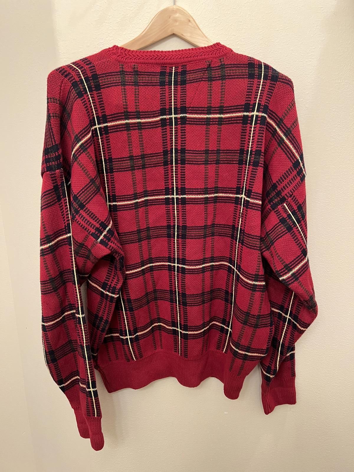 Designer Woods & Gray Plaid Red Sweater Size US L / EU 52-54 / 3 - 4 Thumbnail