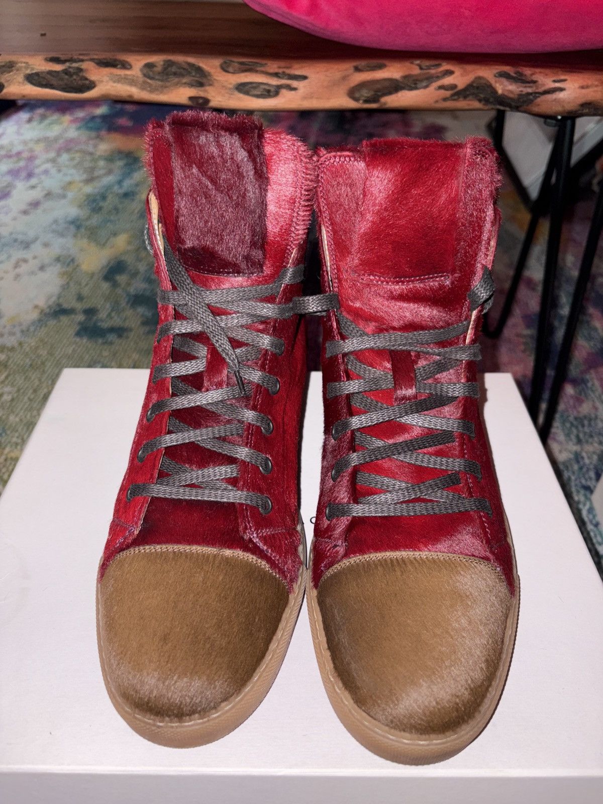 Marc Jacobs Super Rare - Marc Jacob’s High Top Dyed Cow Hair Sneakers Size US 13 / EU 46 - 6 Thumbnail