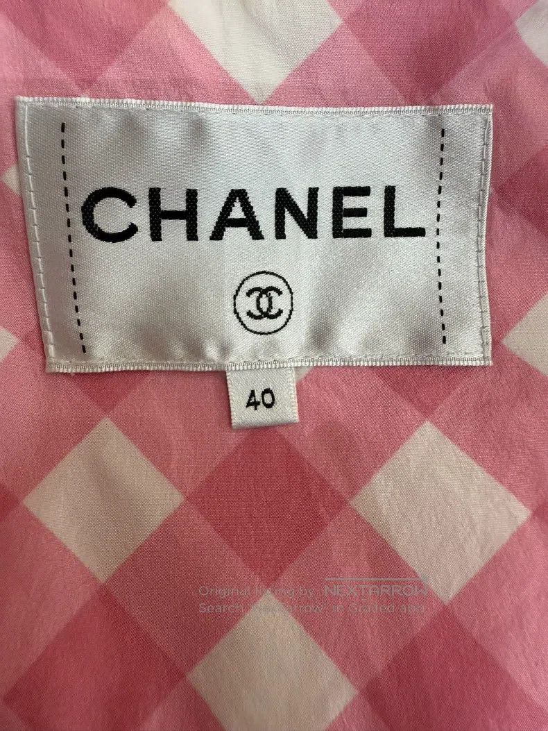 Chanel Chanel Pink plaid logo jacket Size S / US 4 / IT 40 - 5 Thumbnail