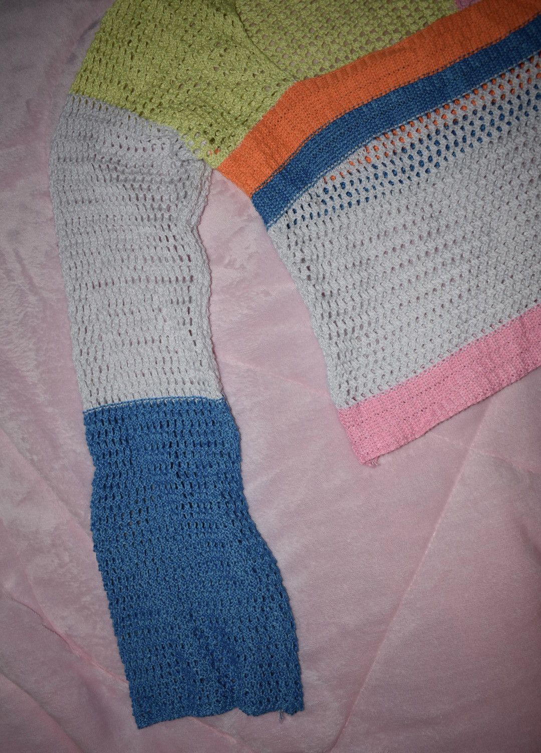 Other Viral Neon Rainbow Crocheted Bell Sleeve Crop Top Womens Size S / US 4 / IT 40 - 5 Thumbnail
