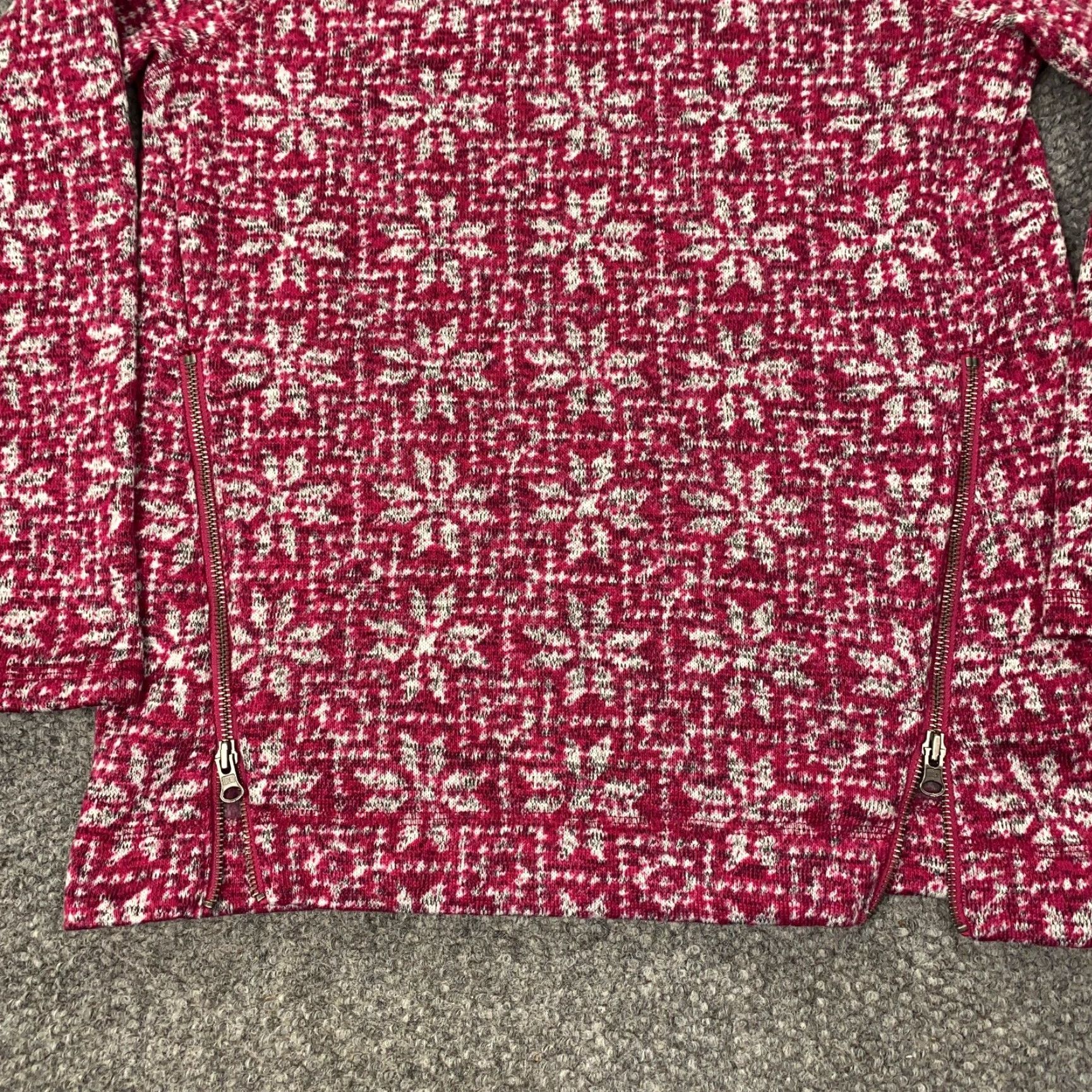 Talbots VINTAGE Talbots Hoodie Sweatshirt Womens Geometric Fleece Zip Pockets Hooded Red S Small Pullover Adult Womens Size S / US 4 / IT 40 - 2 Thumbnail
