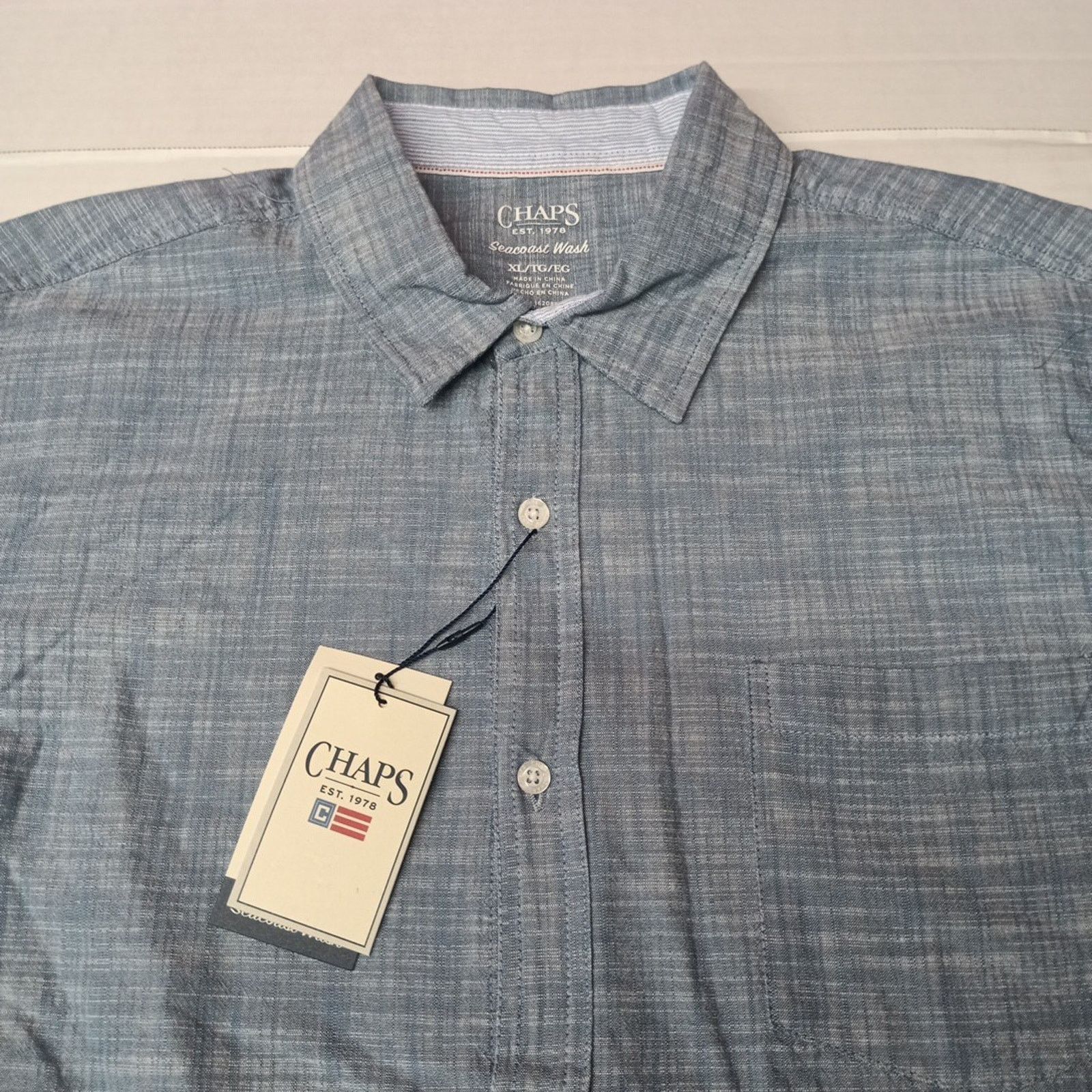 Chaps Chaps Seacoast Wash Chambray Woven Shirt Mens XL Blue Shadow Size US XL / EU 56 / 4 - 2 Thumbnail