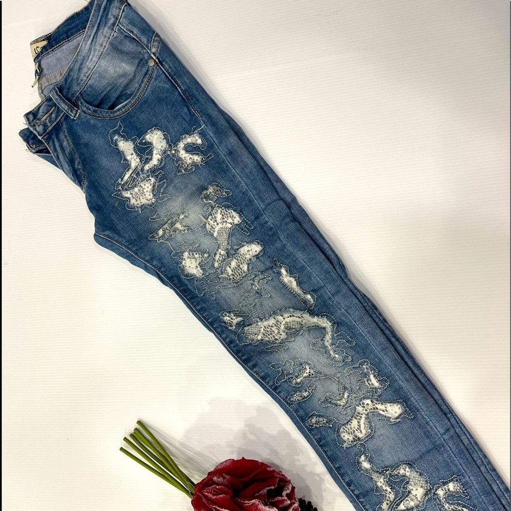 Other True Love with white lace blue jeans size XS Size 24" / US 00 / IT 34 - 1 Thumbnail