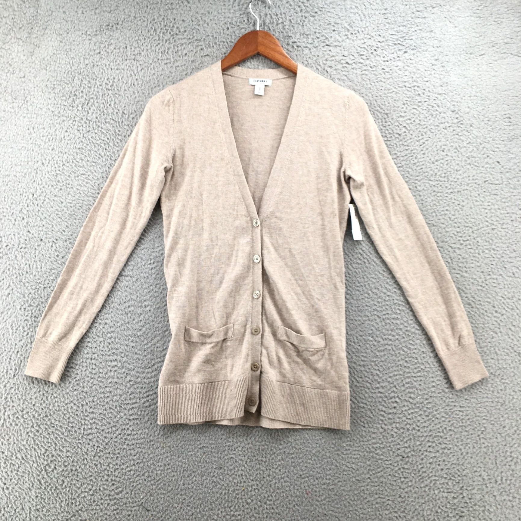 Old Navy Old Navy Cardigan Sweater Womens XS Beige Long Sleeve Pockets Knit NEW Size XS / US 0-2 / IT 36-38 - 2 Thumbnail