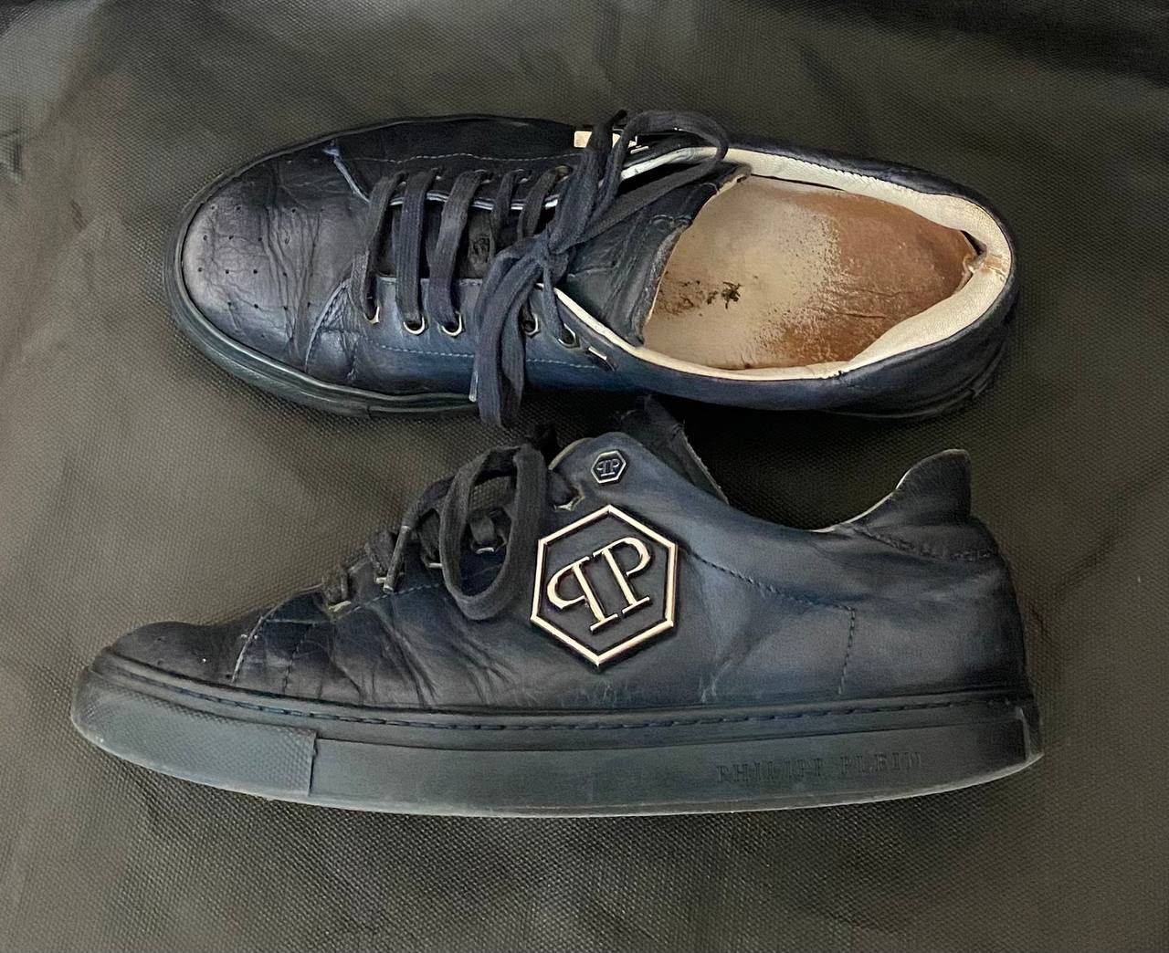 Philipp Plein 🔥 Philipp Plein Men Sneakers Size 40 Blue Leather Low Top Size US 7 / EU 40 - 5 Thumbnail
