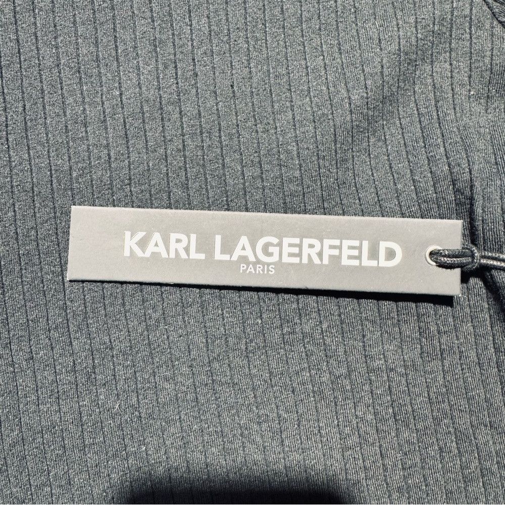 Karl Lagerfeld NWT New Karl Lagerfeld Paris Cotton Blend Black Rib Knit Po Size US L / EU 52-54 / 3 - 9 Thumbnail