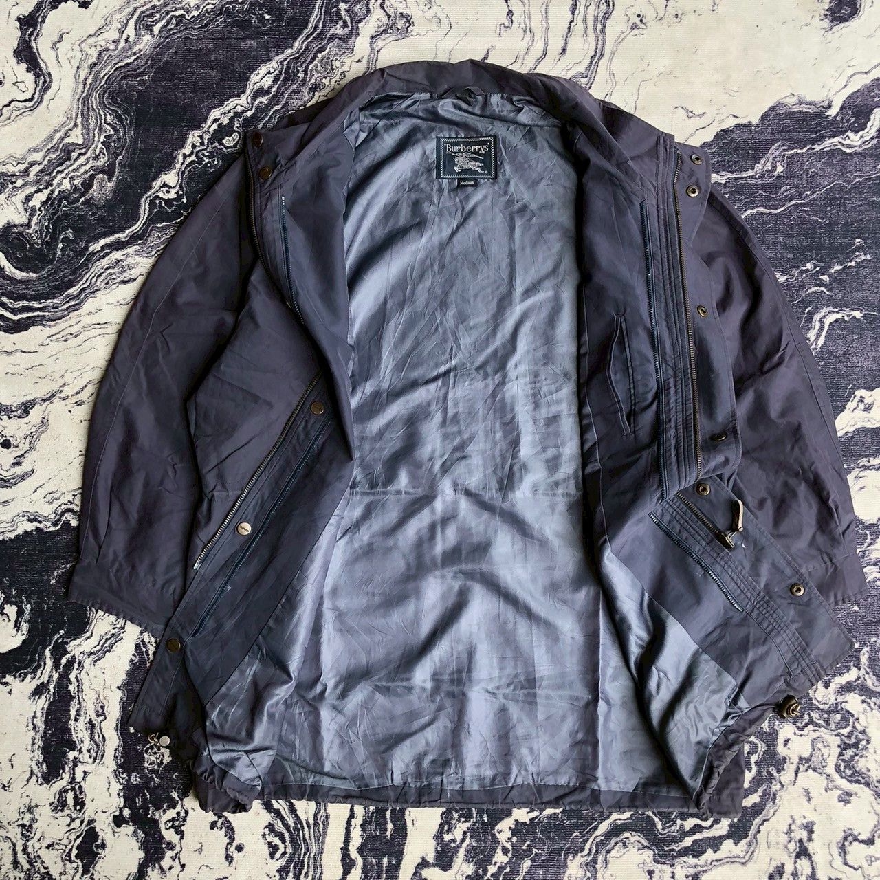 Burberry Vintage 90s Burberrys Field Jacket Blue Utility Coat Size US M / EU 48-50 / 2 - 2 Thumbnail