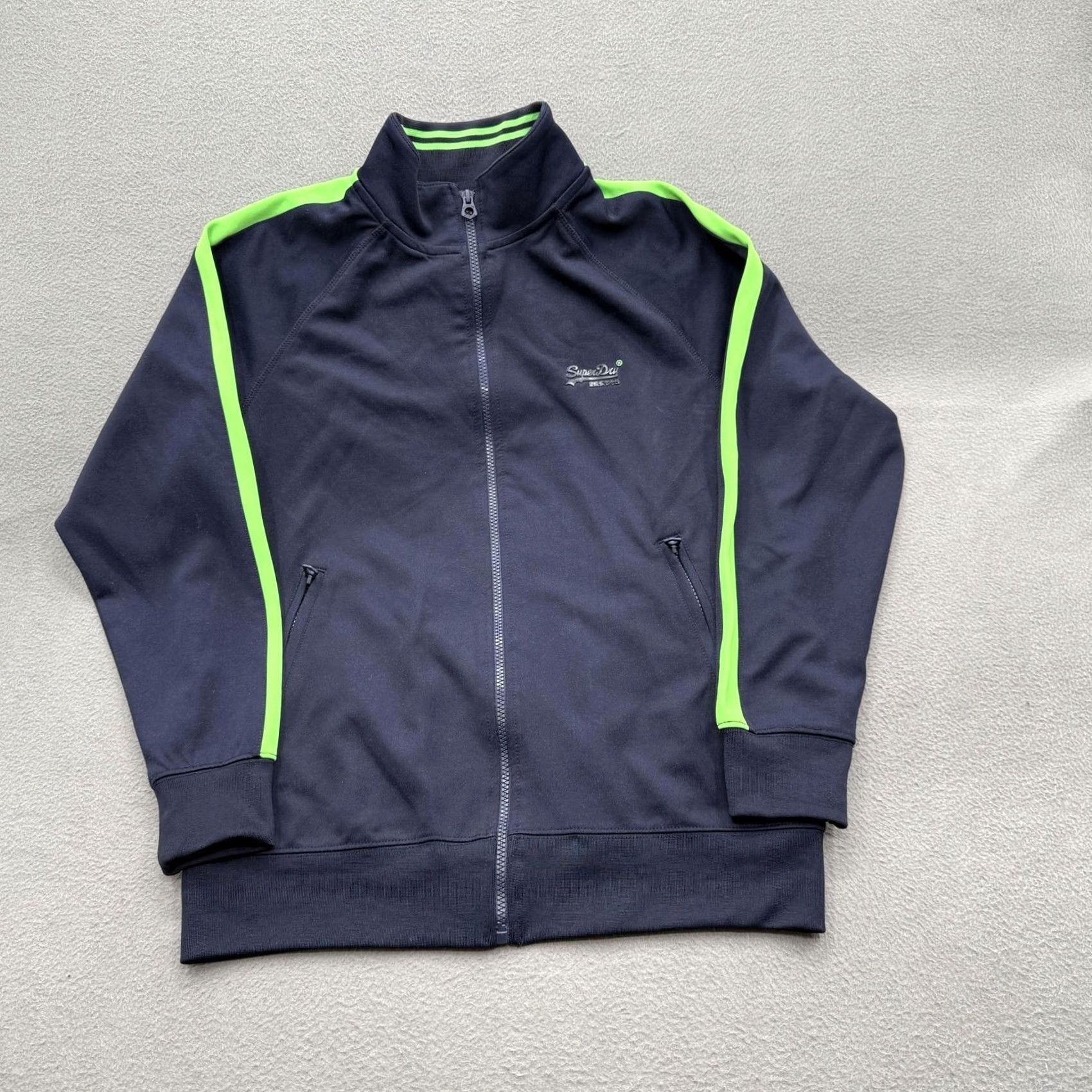 Superdry Superdry International Athletic Jacket Mens M Navy Green Full Zip Pockets Colorblock - Mens Size US M / EU 48-50 / 2 - 2 Thumbnail