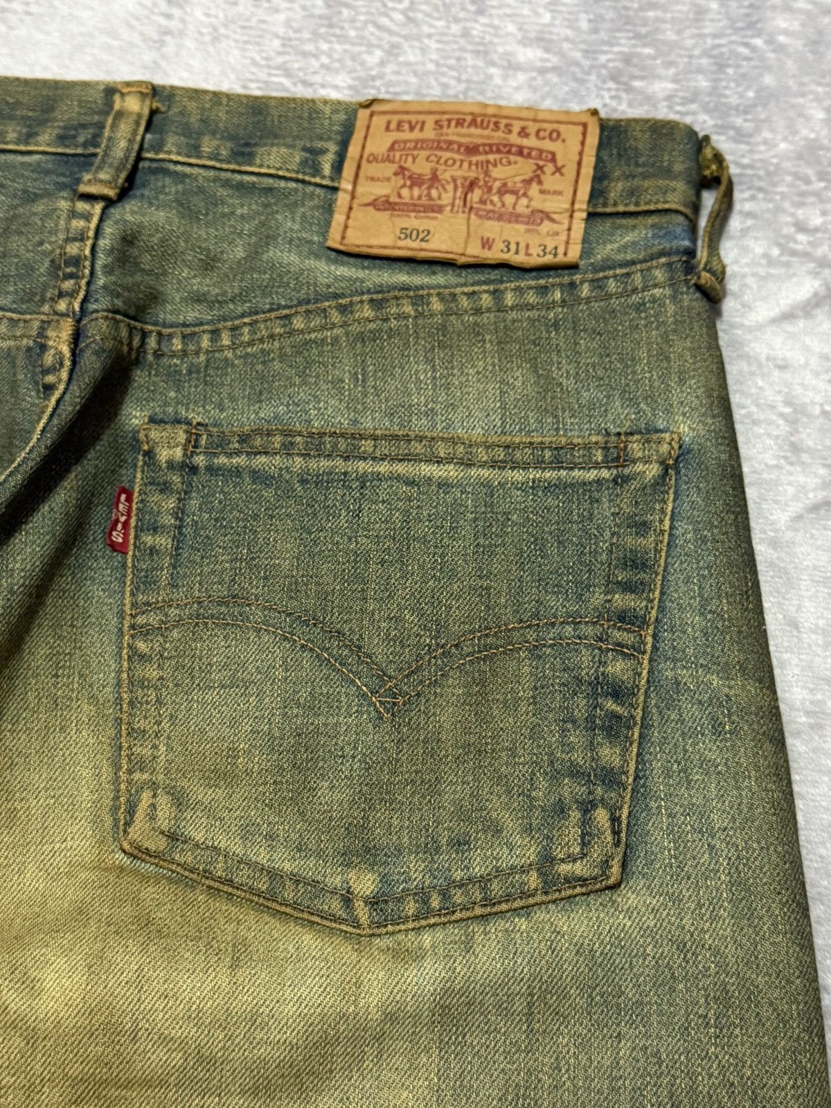 Levi's × Vintage Vintage 90s LEVIS 502 Big E LVC 60s Selvedge Mud Wash Jeans Size US 30 / EU 46 - 16 Thumbnail