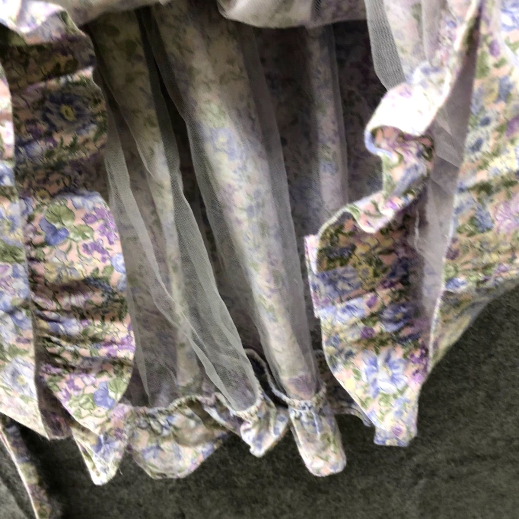 Vintage VINTAGE Girls 6X Floral Dress Puff Sleeve Purple A-Line Prairie Cottagecore 80s Size ONE SIZE - 5 Thumbnail