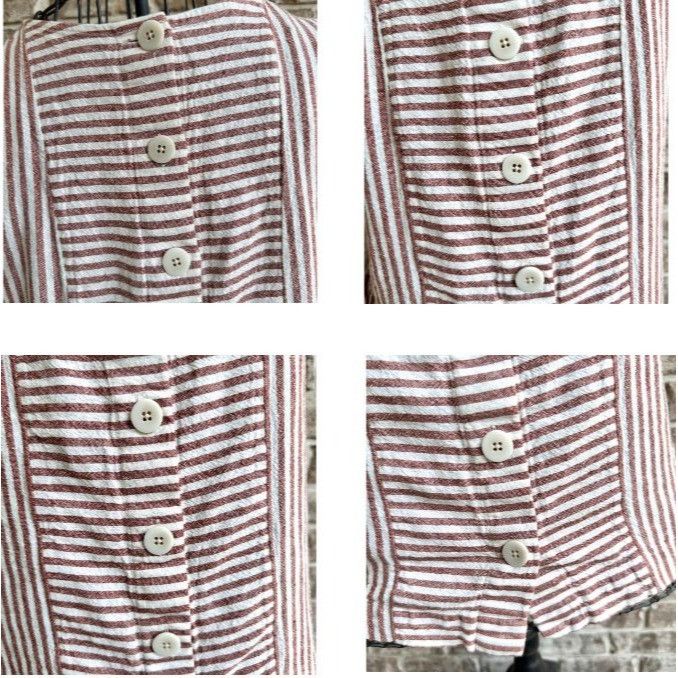Madewell Madewell Striped Button Back Dress XS Extra Small Linen Blen Size XS / US 0-2 / IT 36-38 - 6 Thumbnail