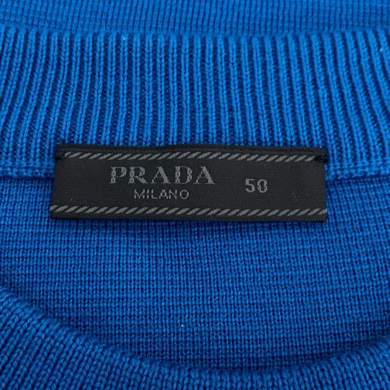 Prada Prada Logo offset printing blue wool knitted sweater 2501-N Size US M / EU 48-50 / 2 - 6 Thumbnail