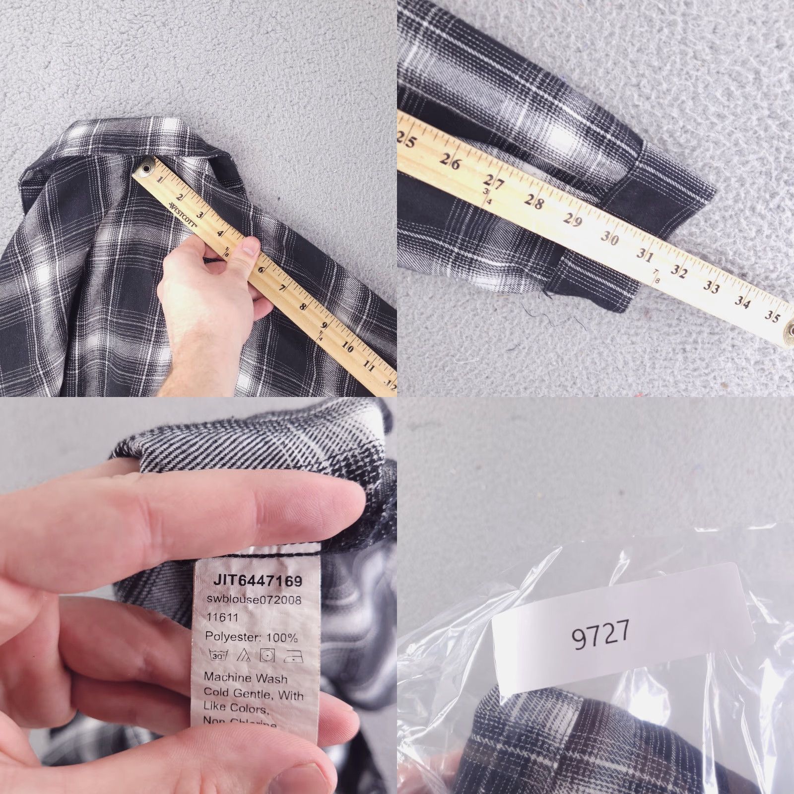 Shein Shein Shirt Womens L Flannel Black White Long Sleeve Button-Up Plaid Cropped Colorful Womens Large Button-Up Shirts - Mens, Womens Size L / US 10 / IT 46 - 8 Thumbnail