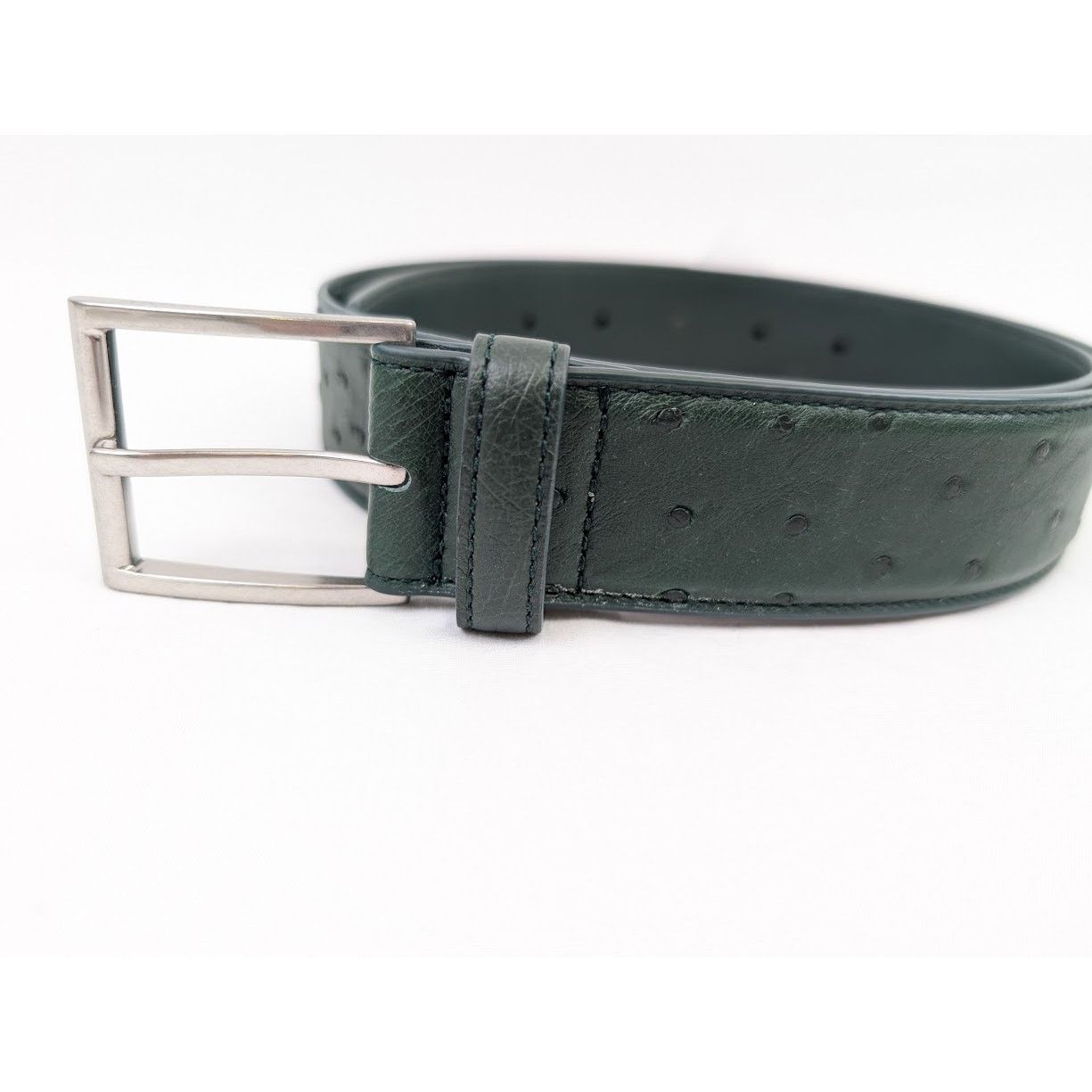 Bottega Veneta o1rshd1 Size: 85 / Struzzo Light Calf Belt in Pine Green Size 32 - 4 Thumbnail