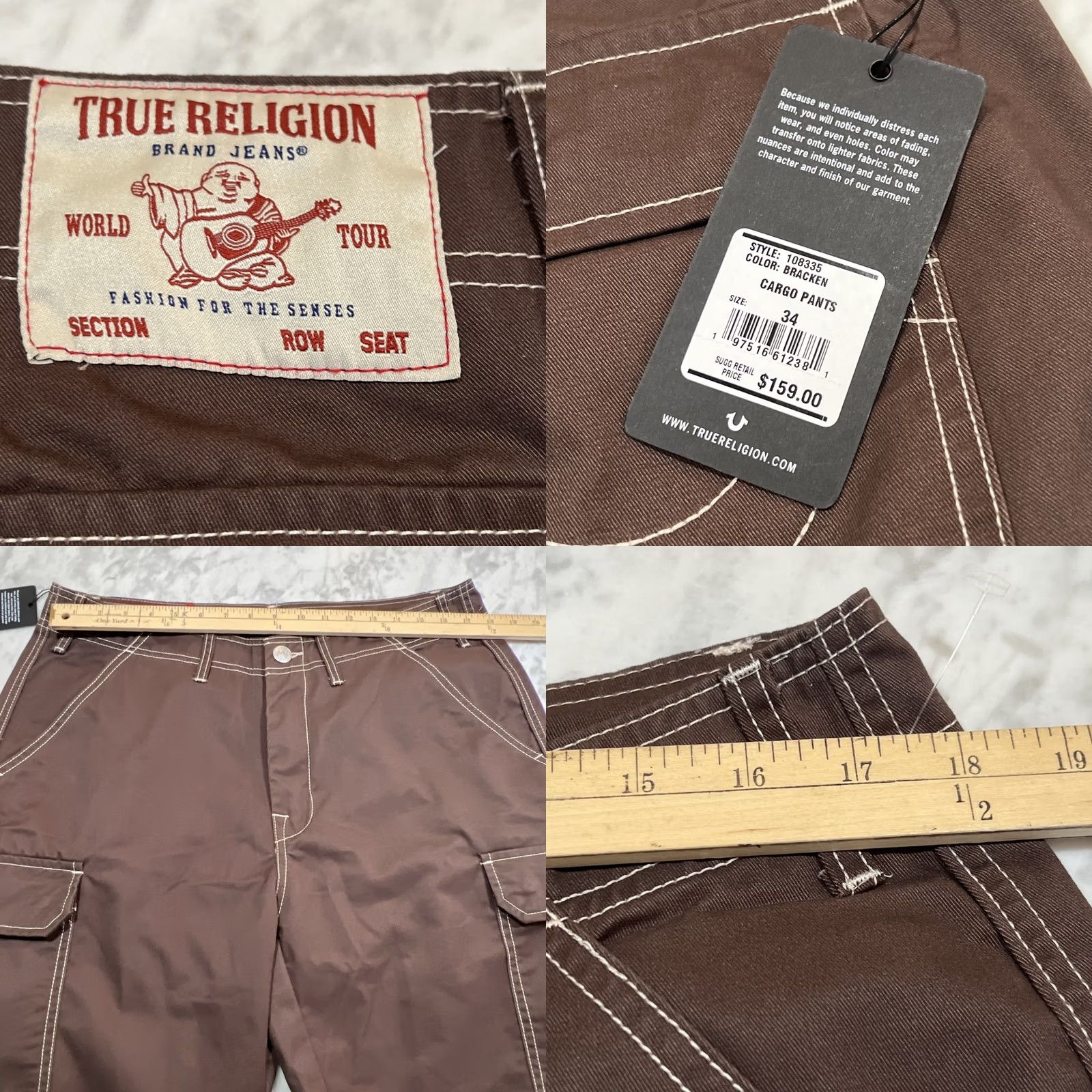 True Religion True Religion Cargo Pants Men's Bracken Brown Size 34 Workwear Style 108335 NWT Size US 34 / EU 50 - 8 Thumbnail