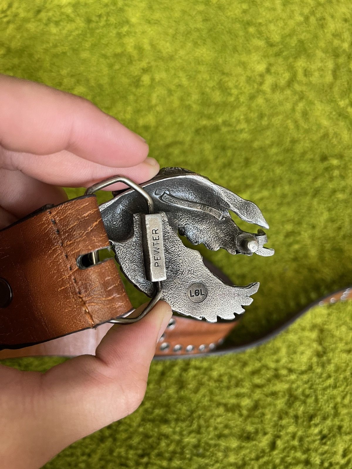 Cowboy Equipment × Vintage 🇺🇸 1978 vintage Indiana Metal Craft cowboy leather belt Size 38 - 5 Thumbnail