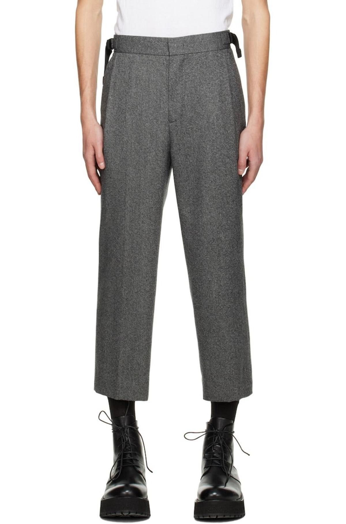 Solid Homme SOLID HOMME GREY BELTED TROUSERS Size US 32 / EU 48 - 1 Thumbnail