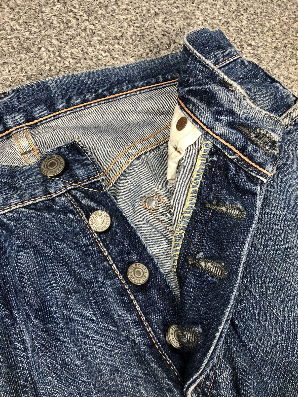 Evisu Vintage Distressed Japanese Brand Fullcount Selvage Jeans Size US 30 / EU 46 - 11 Thumbnail