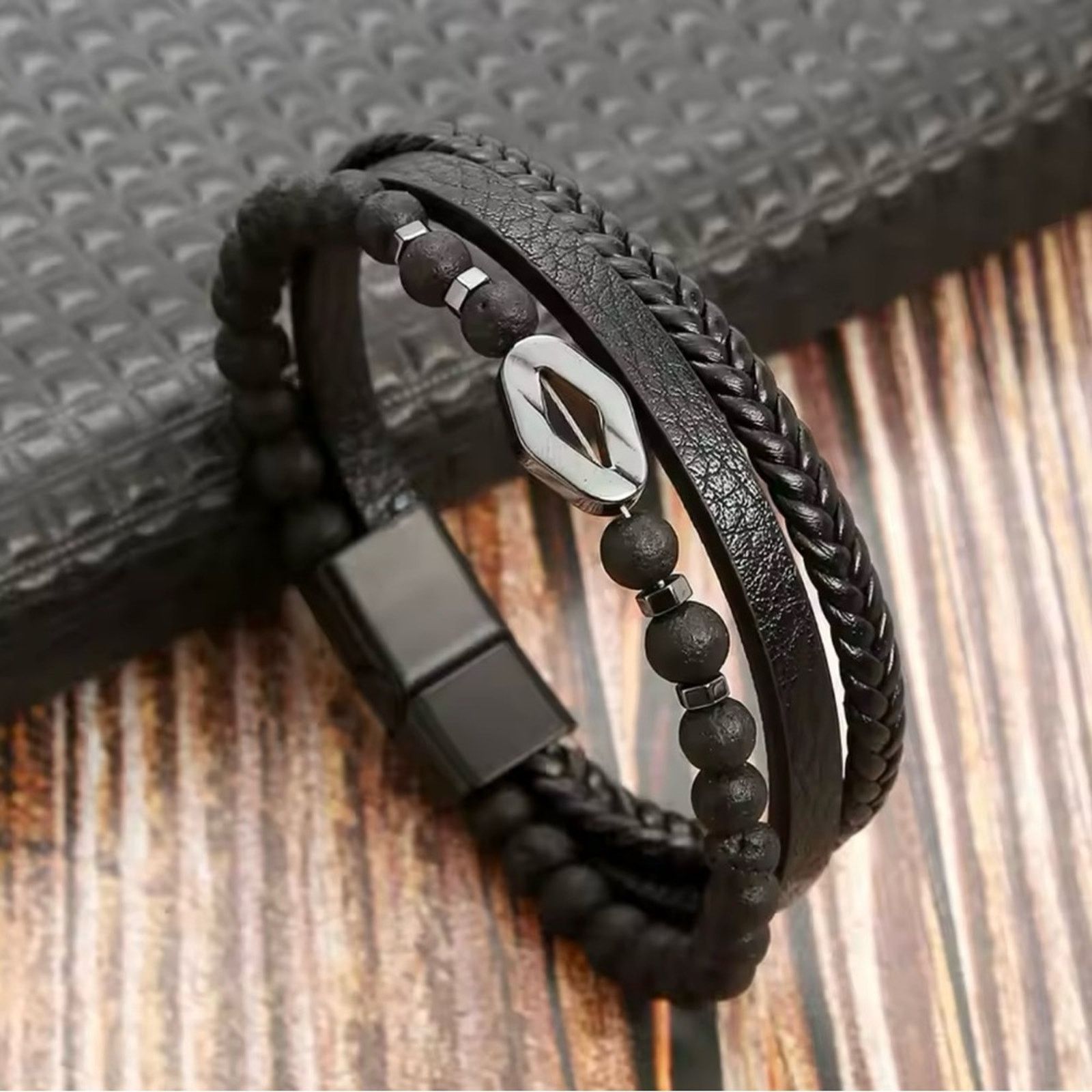 Other Men’s Leather Multilayer Beading Bracelets 8.2” Size ONE SIZE - 2 Thumbnail