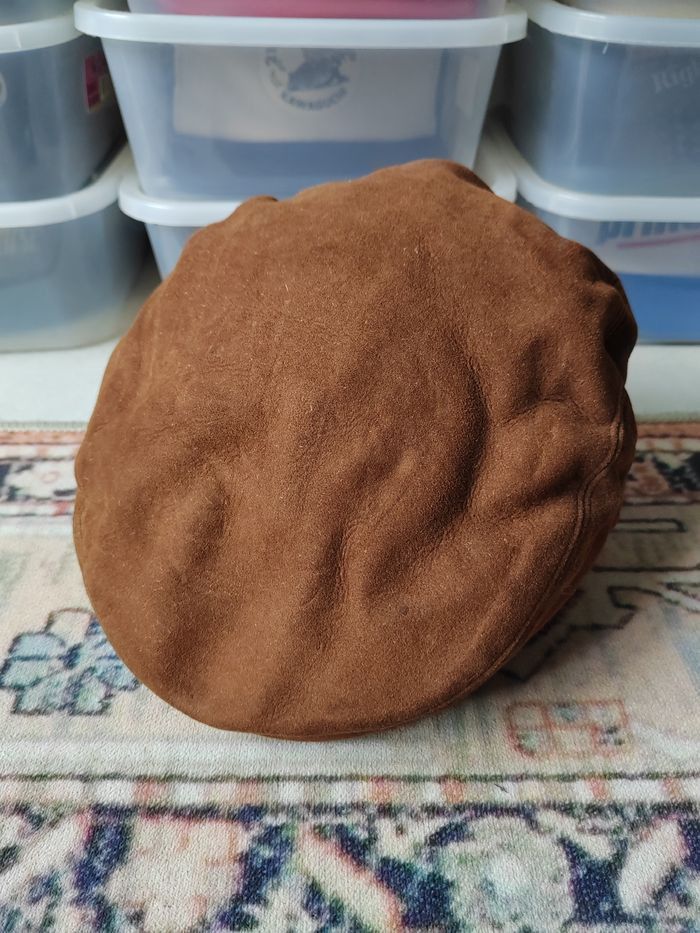 Genuine Leather Vintage Echtes Leder Leather Rare Flat Hat Cap Size ONE SIZE - 2 Thumbnail