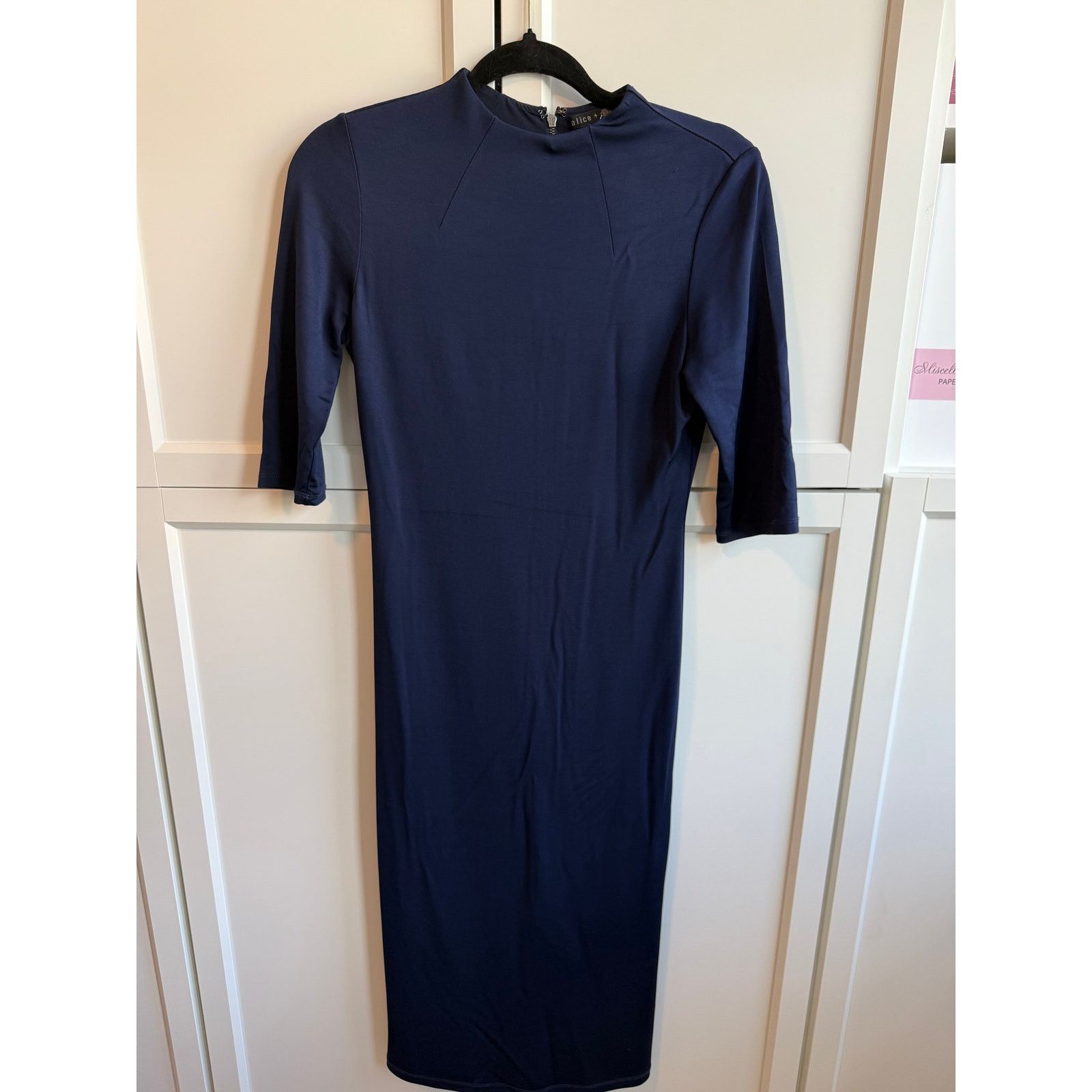 Alice + Olivia Alice + Olivia Navy Blue Mock Neck Midi Dress Women 8 - G015 Size M / US 6-8 / IT 42-44 - 3 Thumbnail