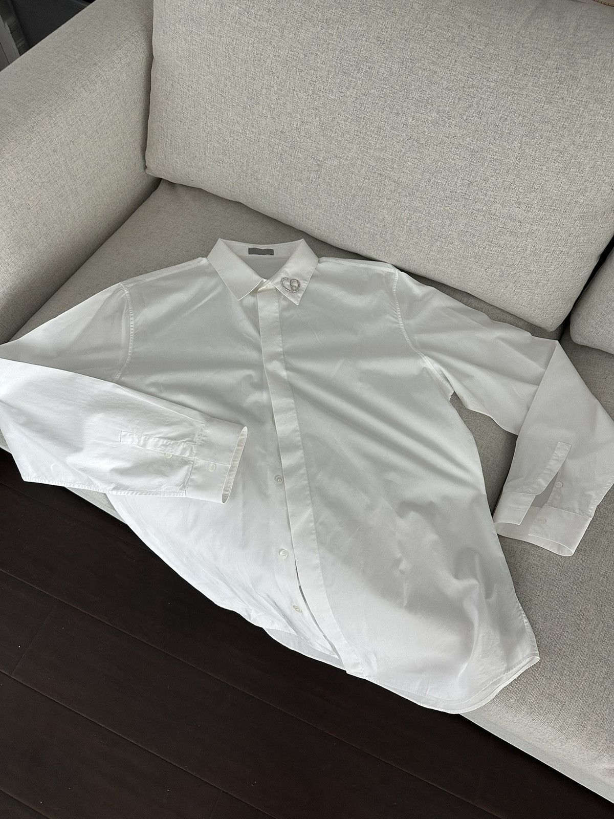 Dior Dior White Button Up Heart Metallic Embroidered Poplin Shirt Size US L / EU 52-54 / 3 - 1 Thumbnail