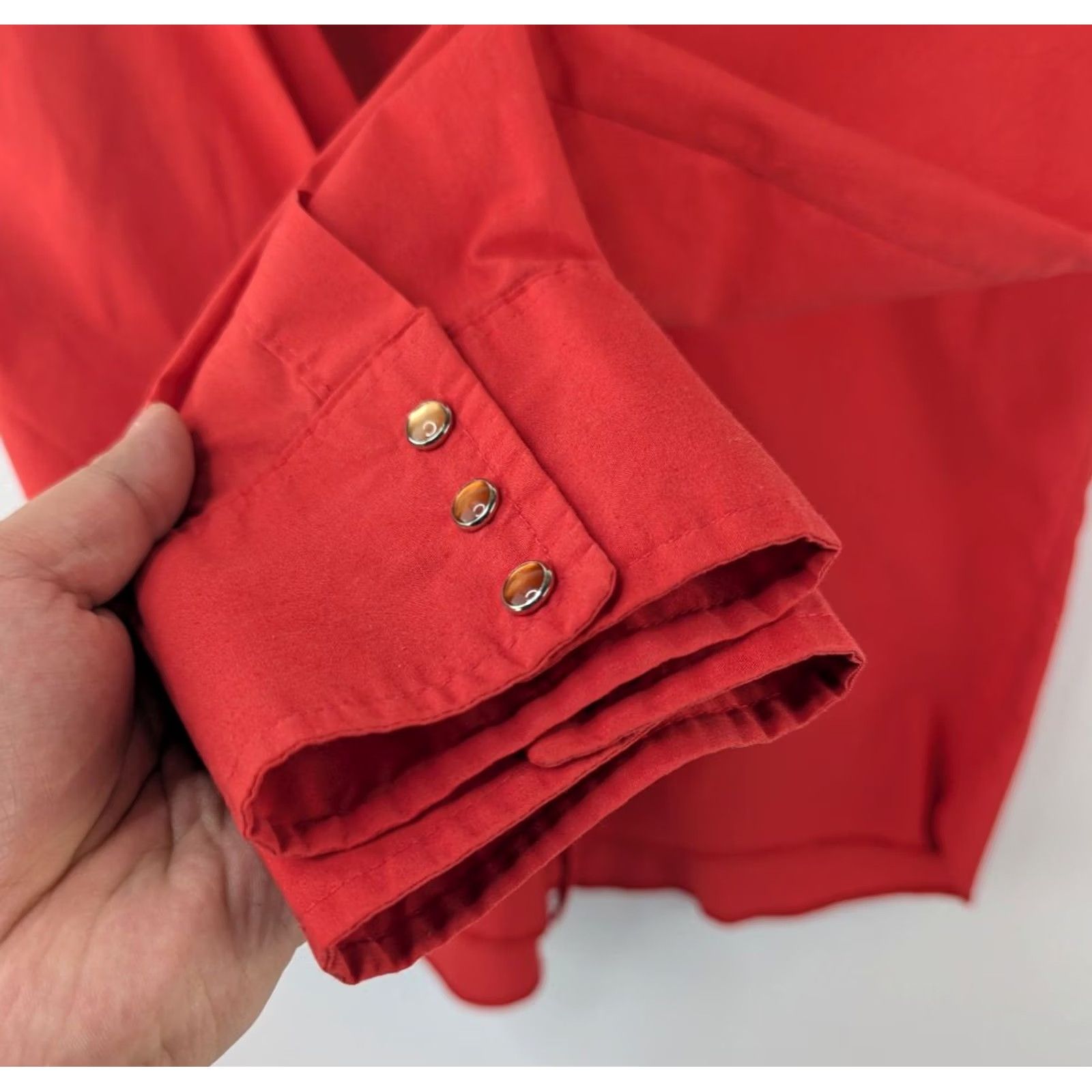 Wrangler VINTAGE Wrangler Shirt Mens Red Cowboy Cut X-Long Tails Pearl Snap USA 16x34 Button-Up Size US S / EU 44-46 / 1 - 4 Thumbnail