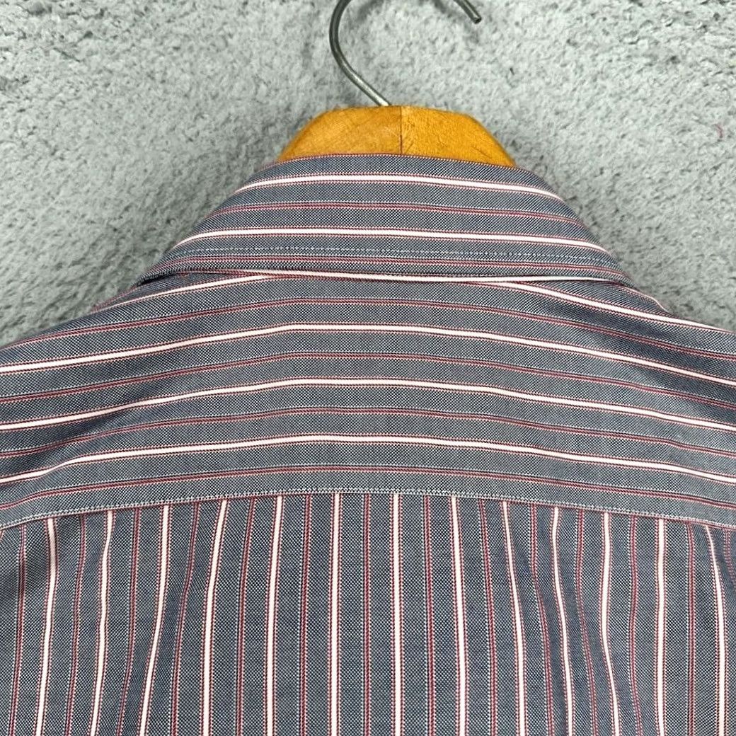 Banana Republic VINTAGE Banana Republic Shirt Men 16-16.5 Large Gray Red Slim Fit Dress Stripe Button Up Size 46R - 7 Thumbnail