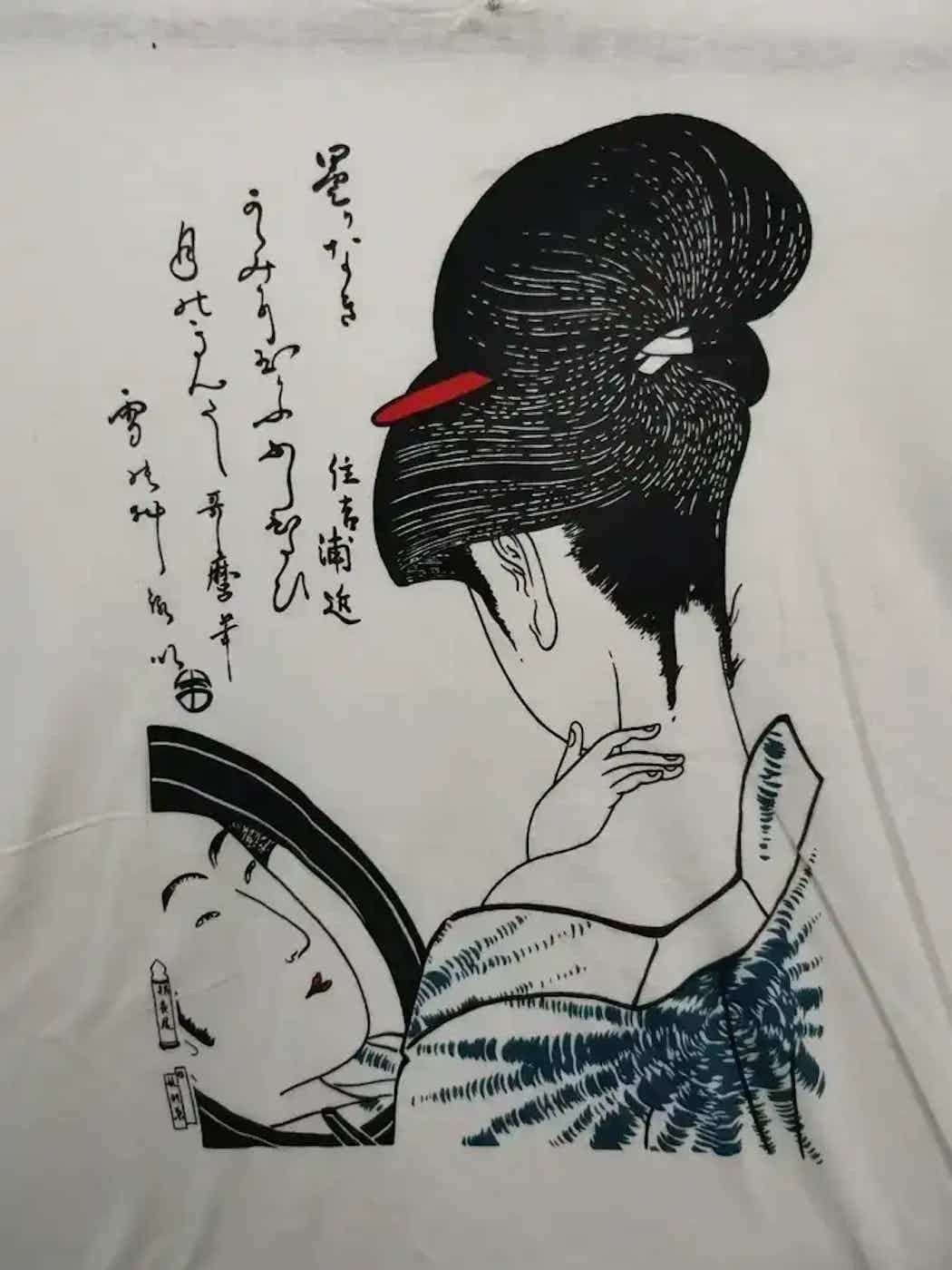 Vintage Vintage Cartoon Geisha Big Print T-shirt Size US L / EU 52-54 / 3 - 6 Thumbnail