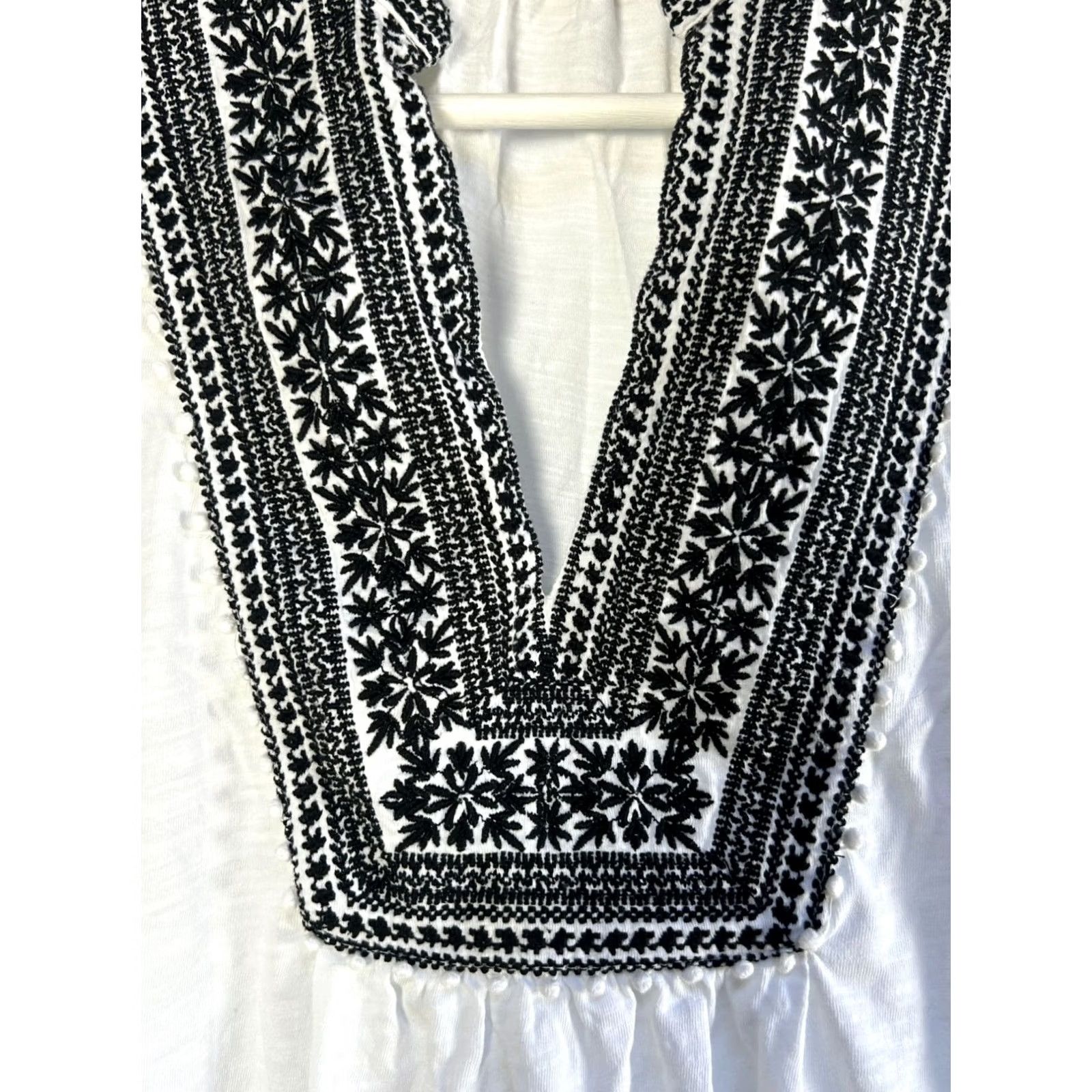 Boden Boden Womens Embroidered Notch Neck Top Blouse White Long Sleeve US 2 Cotton Size XS / US 0-2 / IT 36-38 - 2 Thumbnail