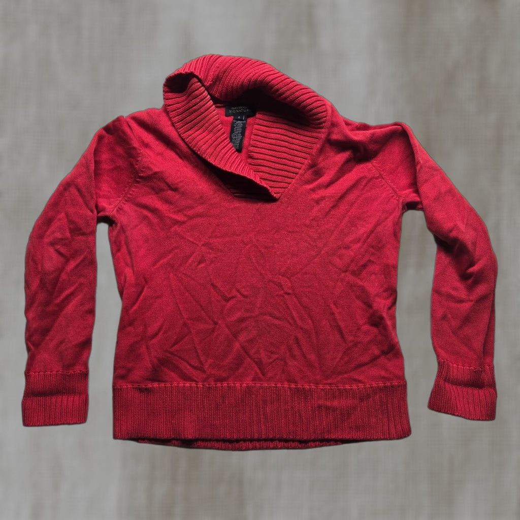 Jones New York VINTAGE Jones New York Signature Solid Red Cowl Neck Sweater Adult Women's Size L Winter Fall Knit Office Casual Size L / US 10 / IT 46 - 1 Thumbnail